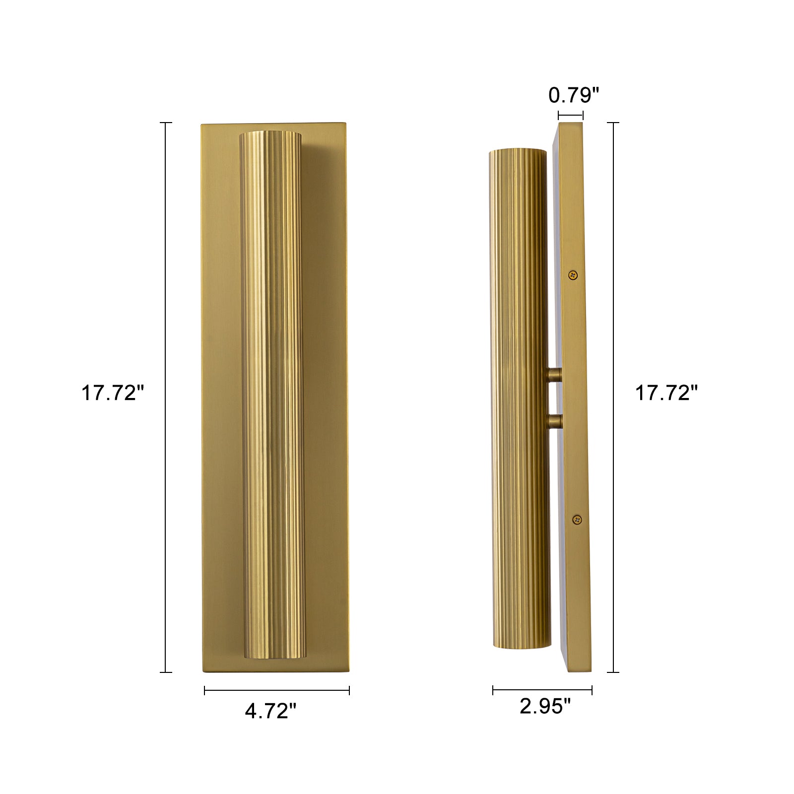 Glowlings 2-Light Modern 18"High Fluted Brushed Brass Cylinder LED Wall Sconce