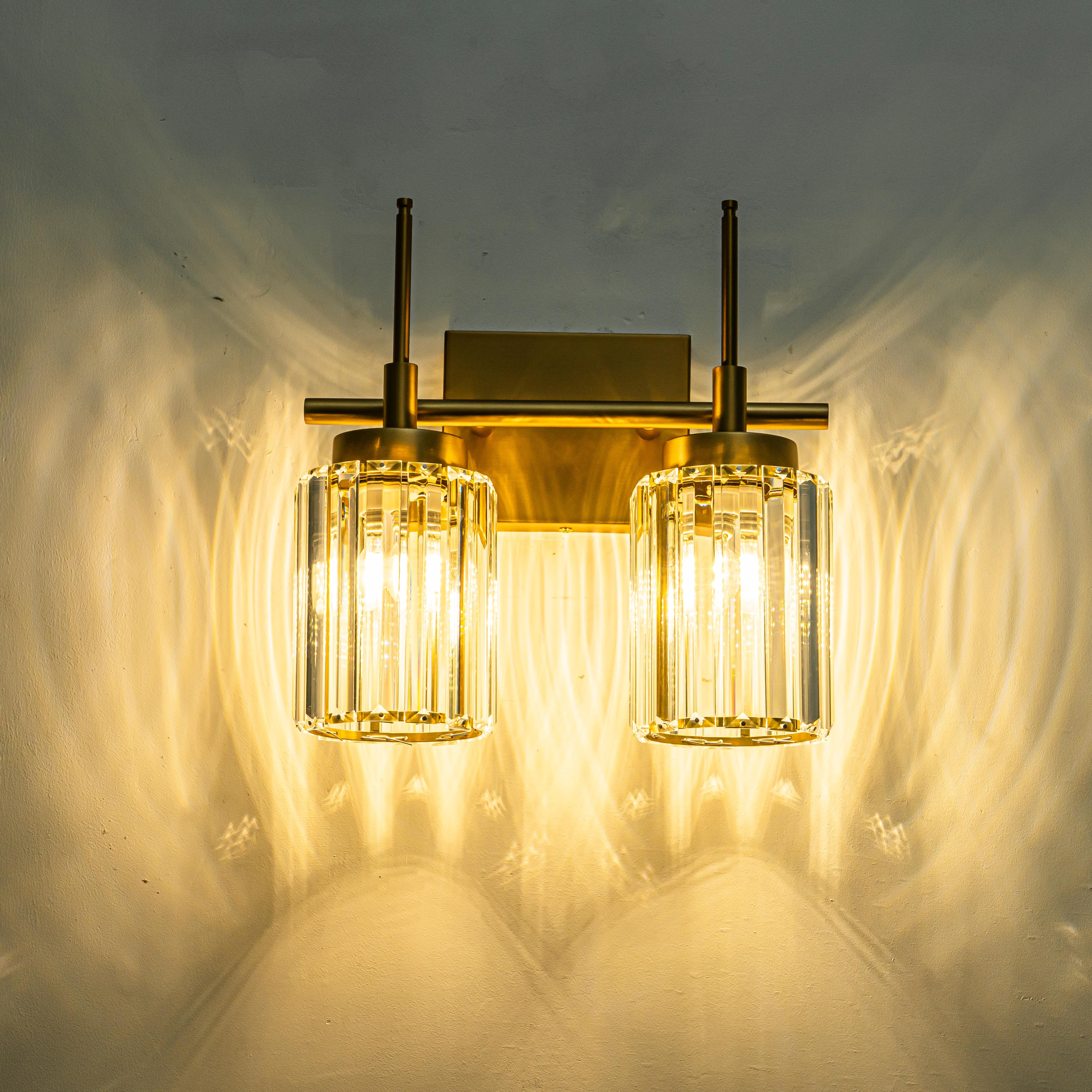 Glowlings 1/2/3/4/5-Light Modern Black/Gold Dimmable Round Crystal Bathroom Vanity Light