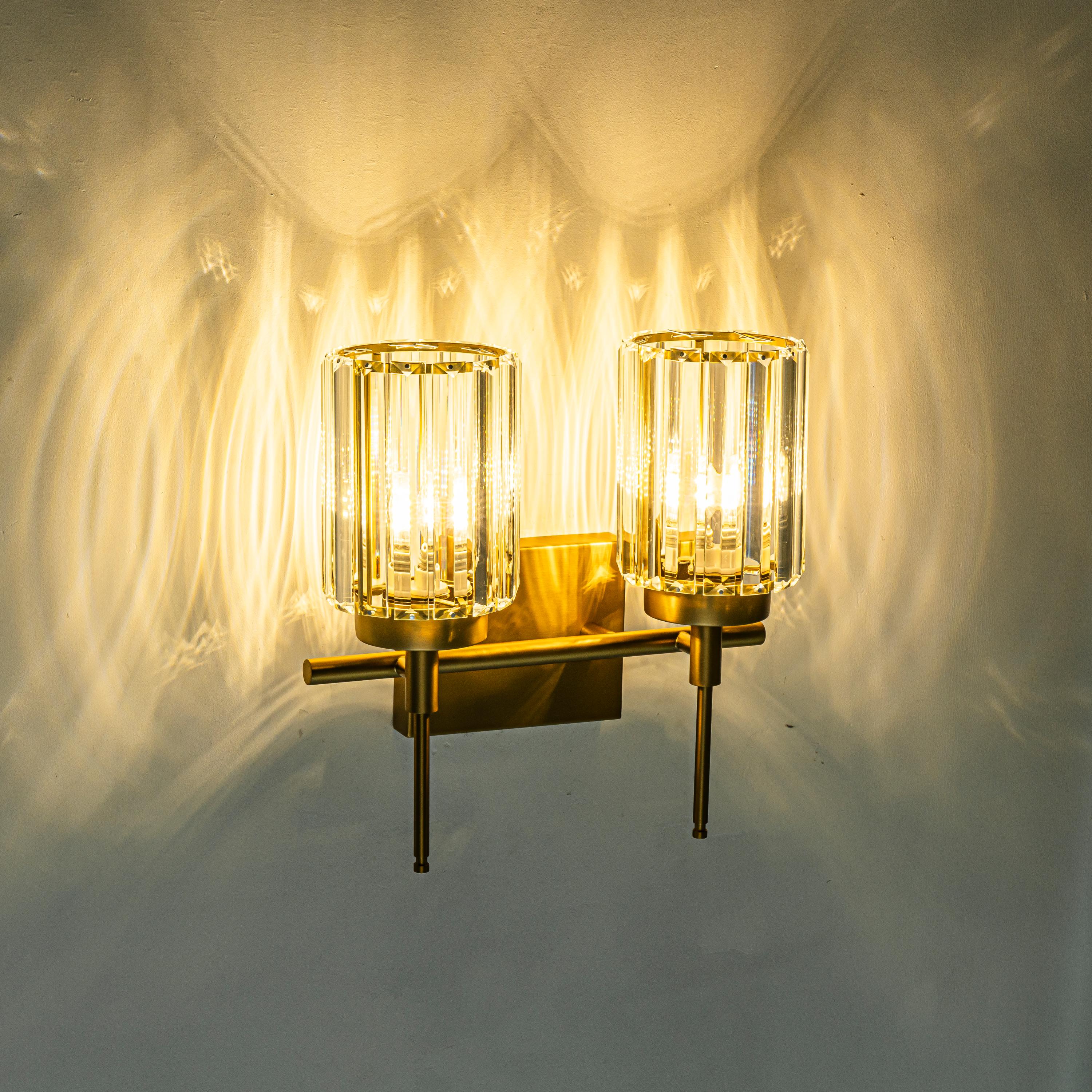 Glowlings 1/2/3/4/5-Light Modern Black/Gold Dimmable Round Crystal Bathroom Vanity Light