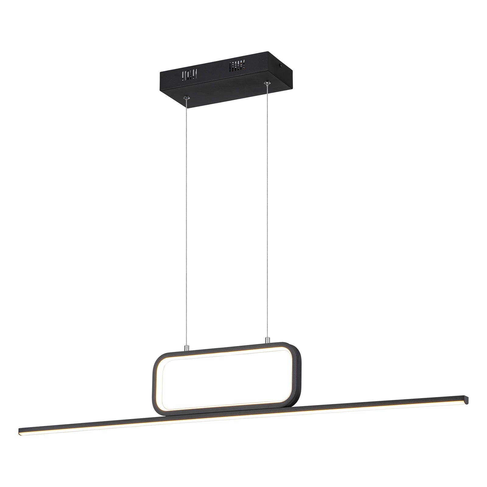 Glowlings 2-flammige, moderne, 96,5 cm breite, integrierte lineare LED-Pendelleuchte, Inselleuchte