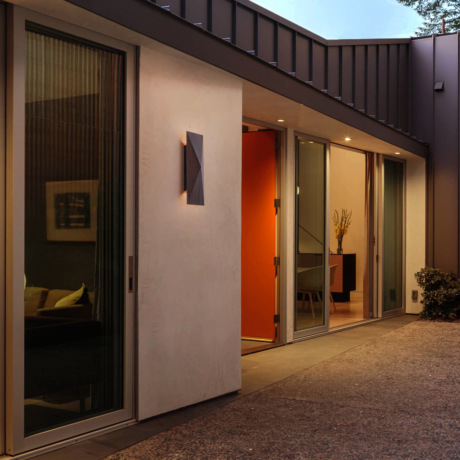 Glowlings 2-Light Modern IP54 Waterproof 3000K Dimmable Walnut Wood Finish LED Outdoor Wall Sconce