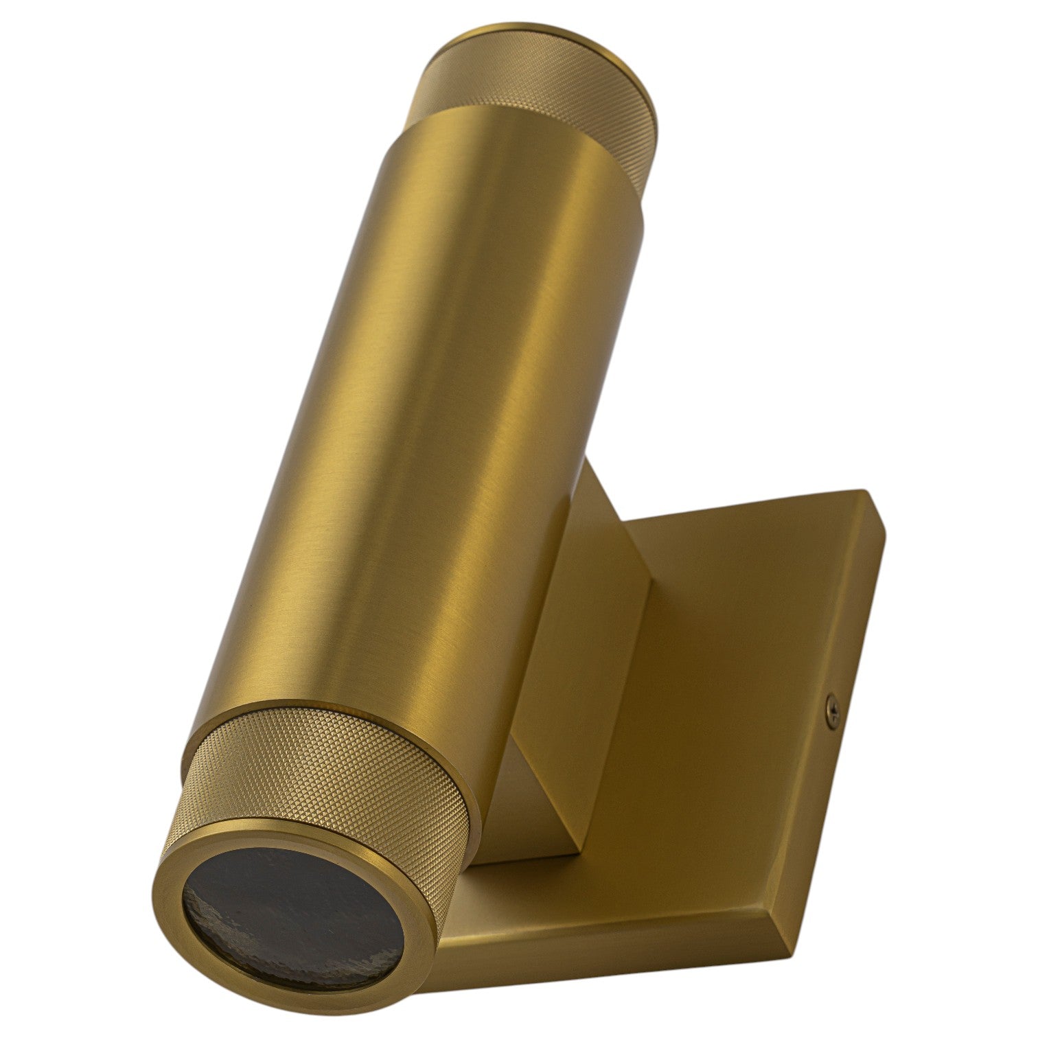 Glowlings 2-Light Modern 9"High Knurled Brass Up & Down Cylinder LED Outdoor Wall Sconce Porch Light