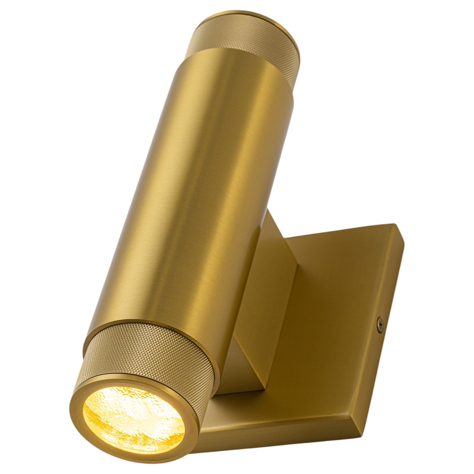 Glowlings 2-Light Modern 9"High Knurled Brass Up & Down Cylinder LED Outdoor Wall Sconce Porch Light