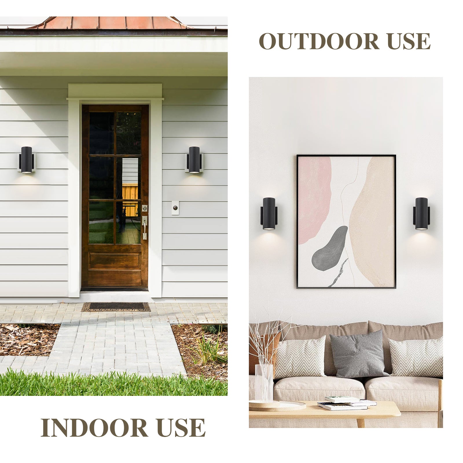 Glowlings 2-Light Modern LED Outdoor Cylinder Armed Wall Sconce