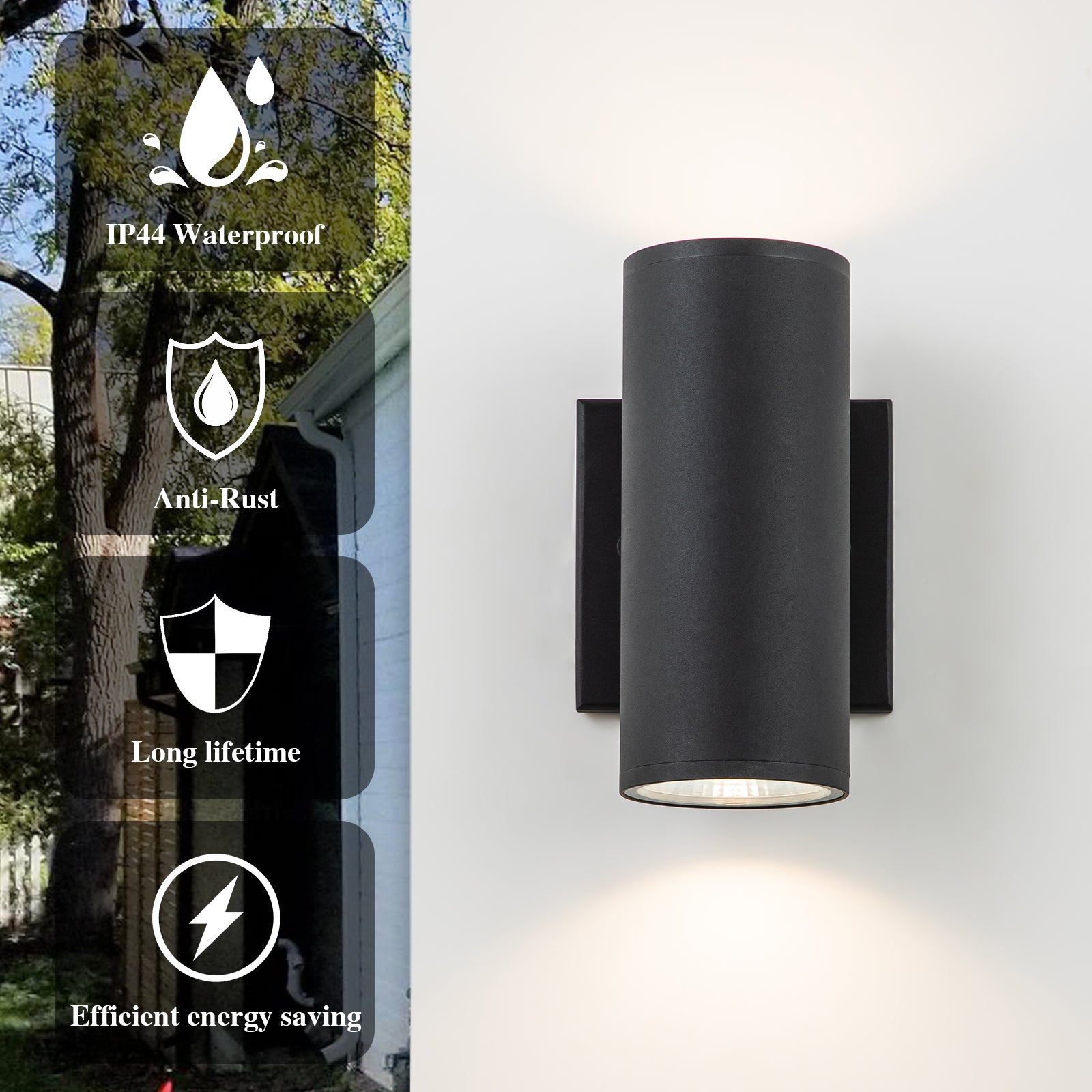 Glowlings 2-Light Modern LED Outdoor Cylinder Armed Wall Sconce