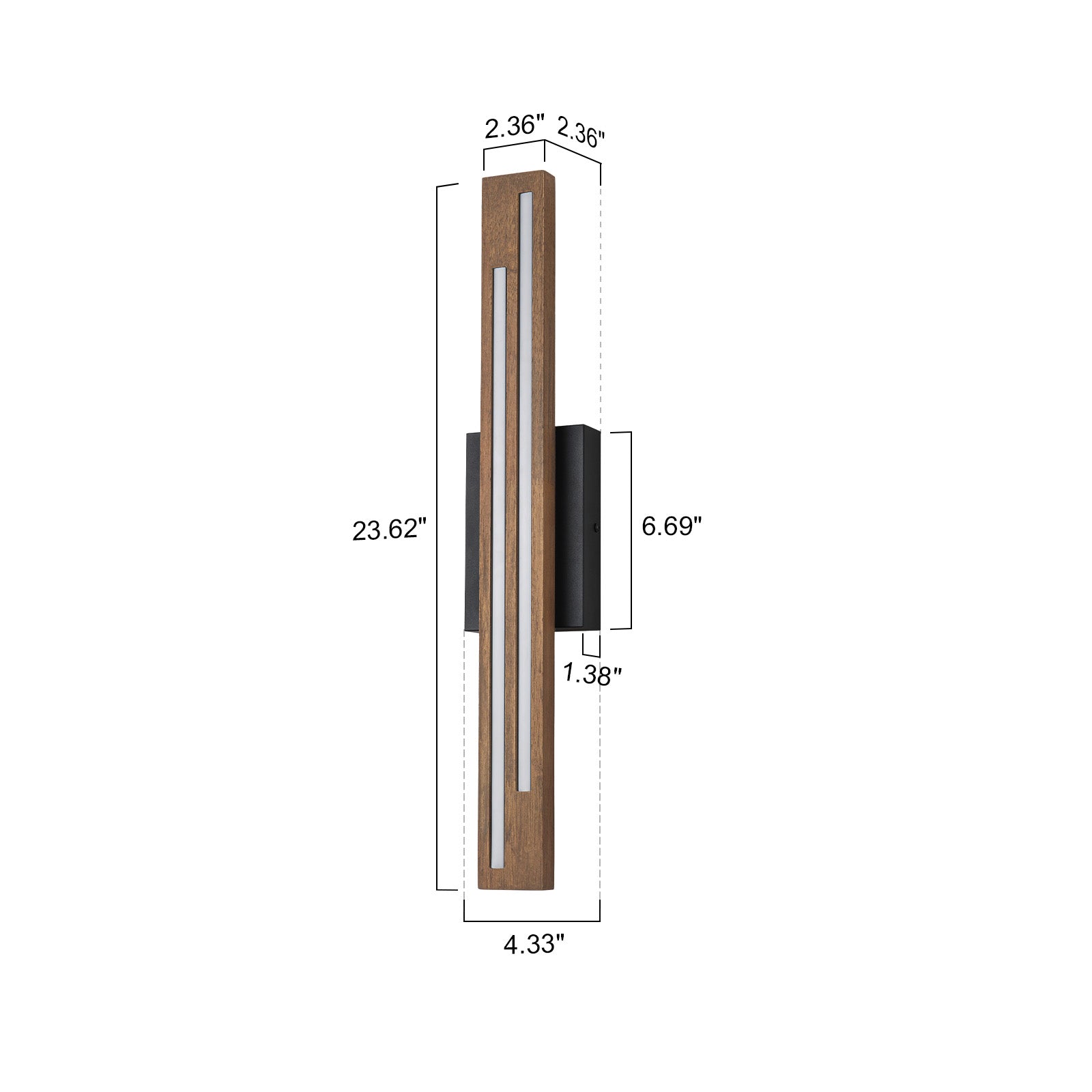 Glowlings 1/2-Light Modern Linear Wooden Indoor LED Wall Sconce