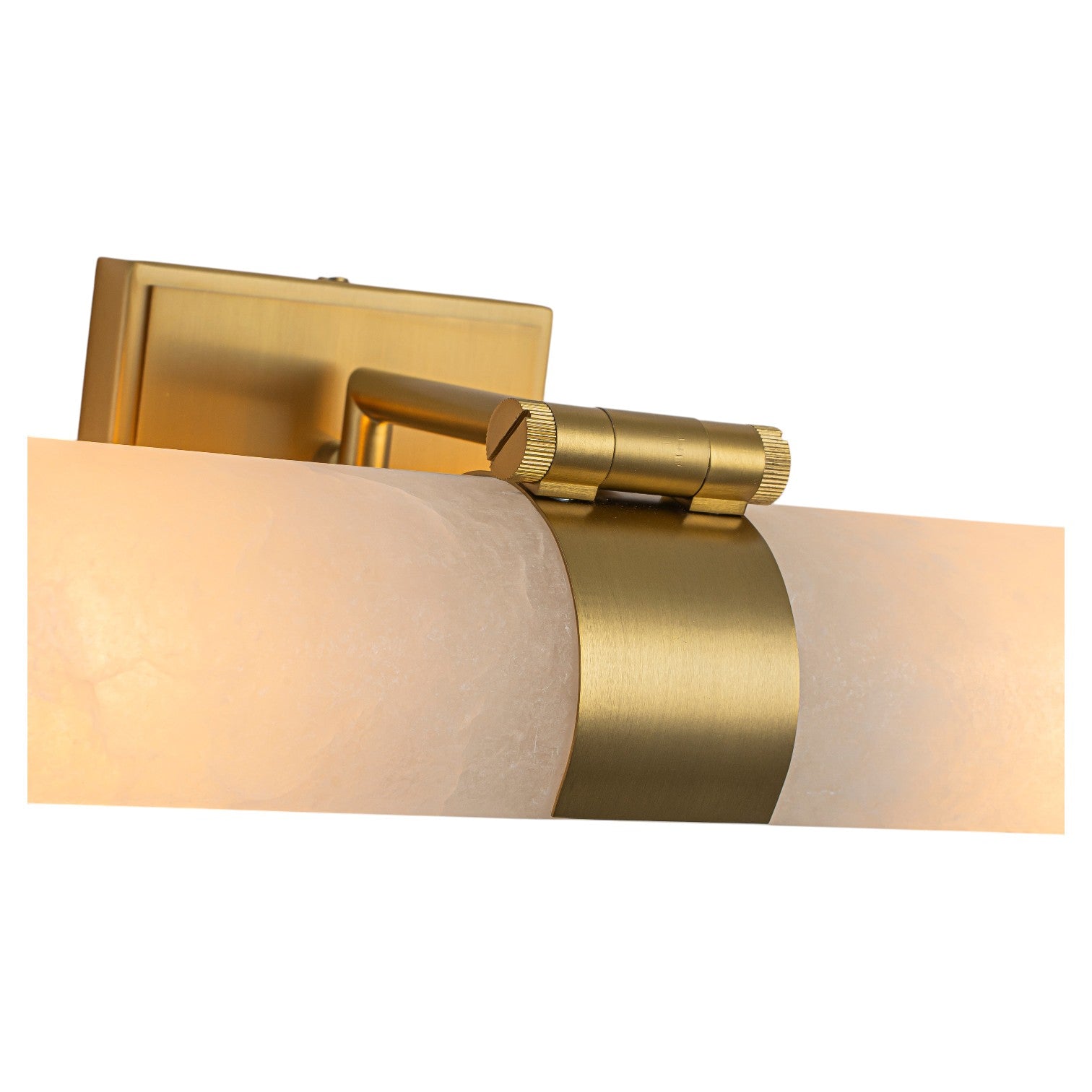 Glowlings 2-Light Modern Luxury Natural Texture Alabaster Wall Sconce Brushed Brass Picture Light with 320° Adjustable Shade