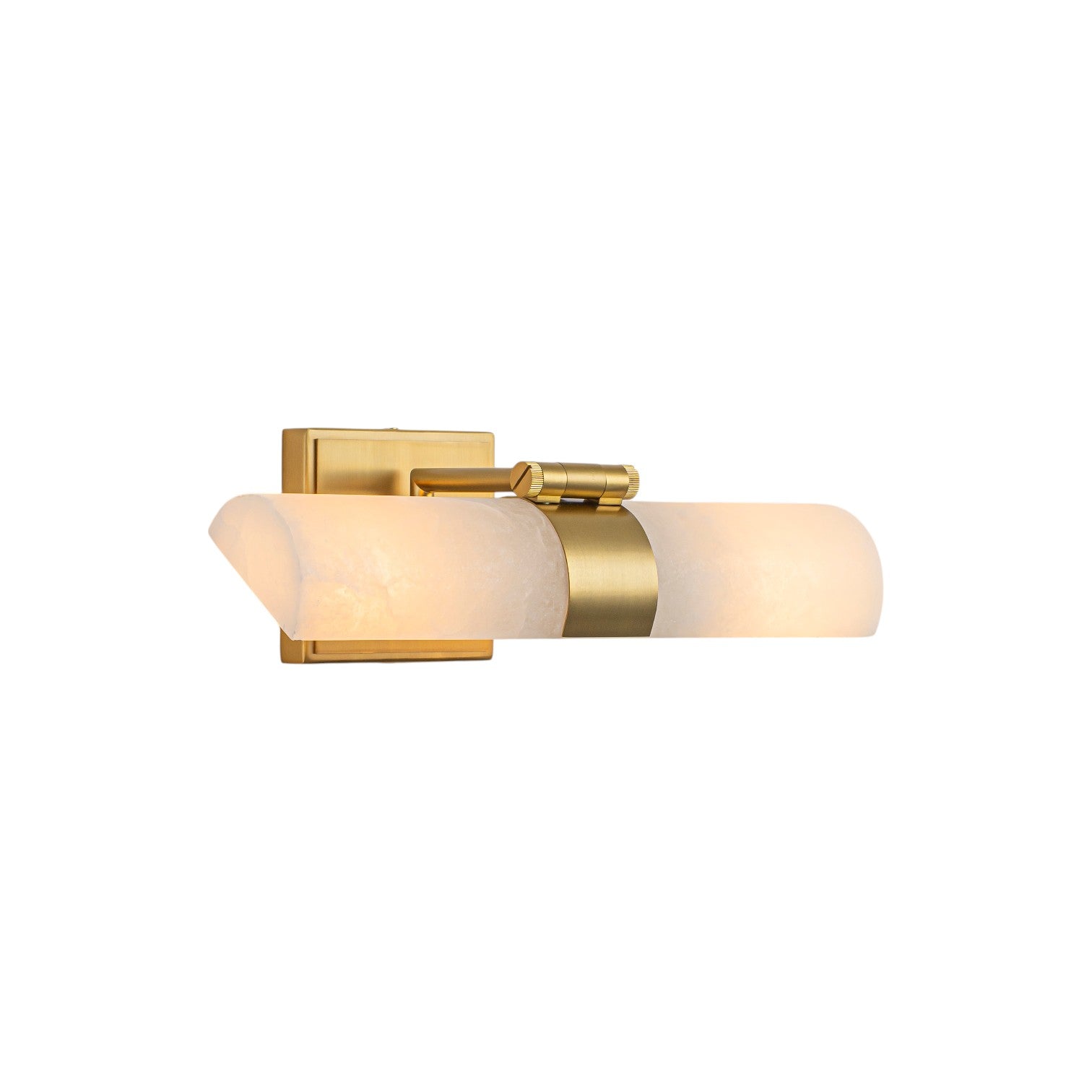 Glowlings 2-Light Modern Luxury Natural Texture Alabaster Wall Sconce Brushed Brass Picture Light with 320° Adjustable Shade