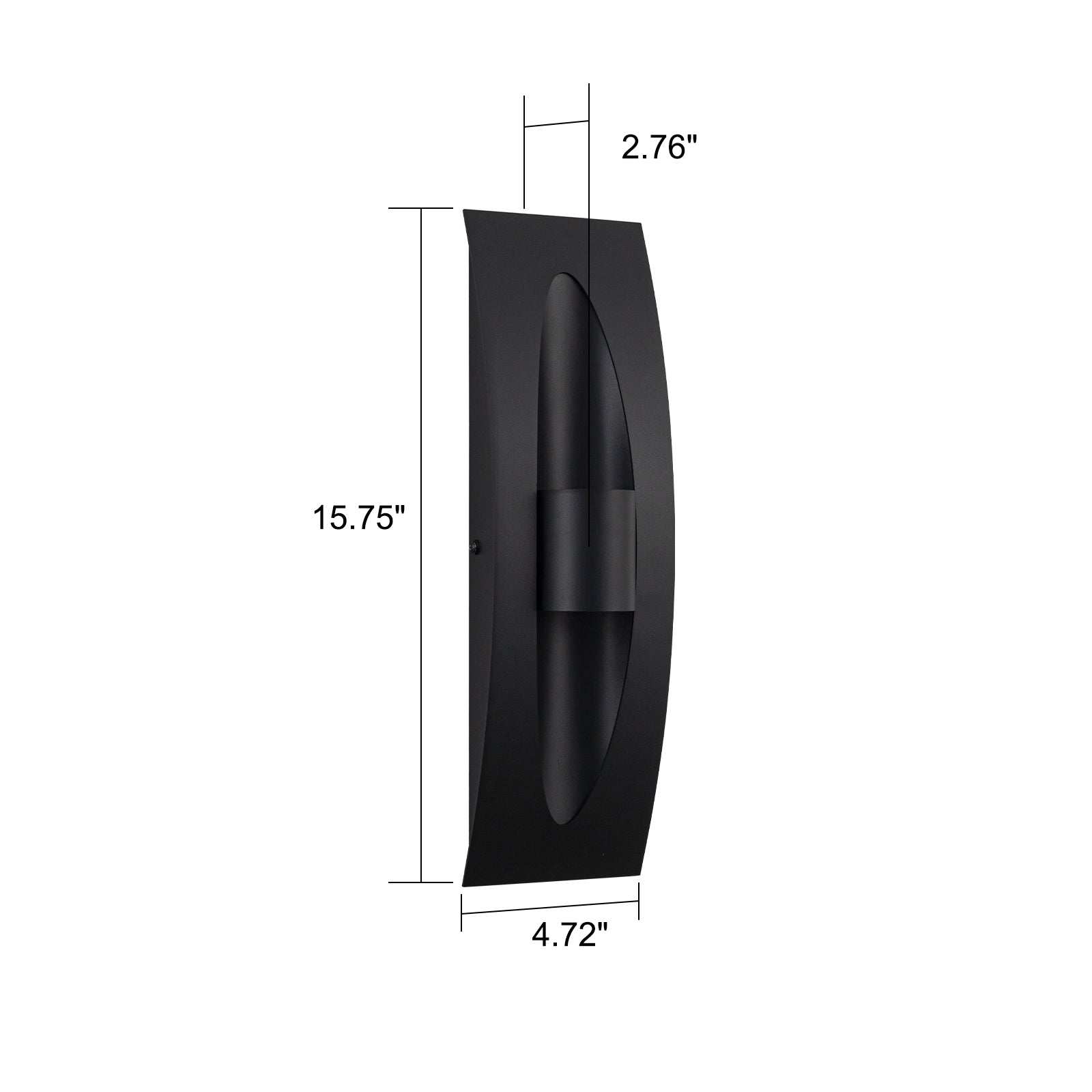 Glowlings 2-Light Modern 16"High Matte Black Cylinder Rectangle LED Outdoor Wall Sconce