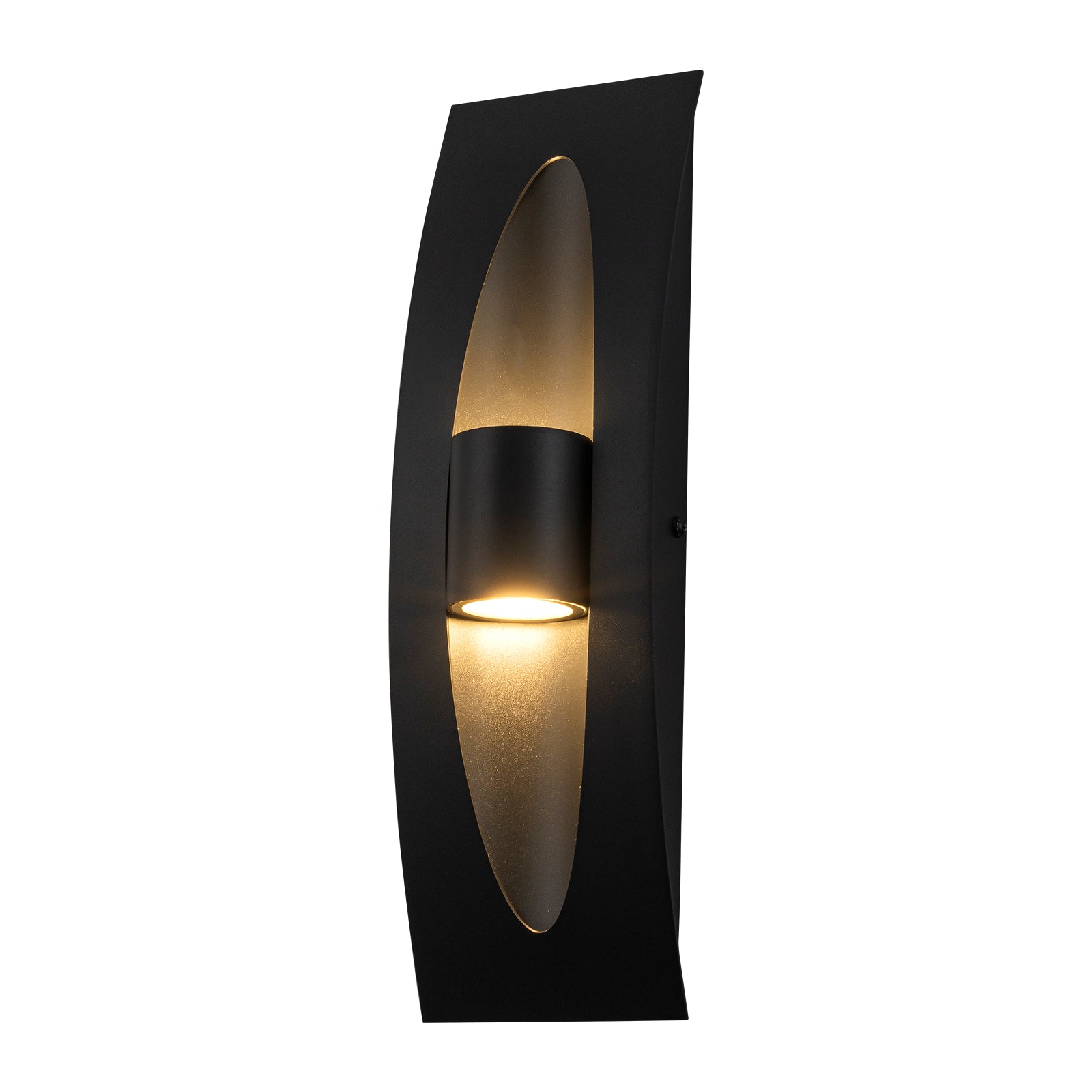 Glowlings 2-Light Modern 16"High Matte Black Cylinder Rectangle LED Outdoor Wall Sconce
