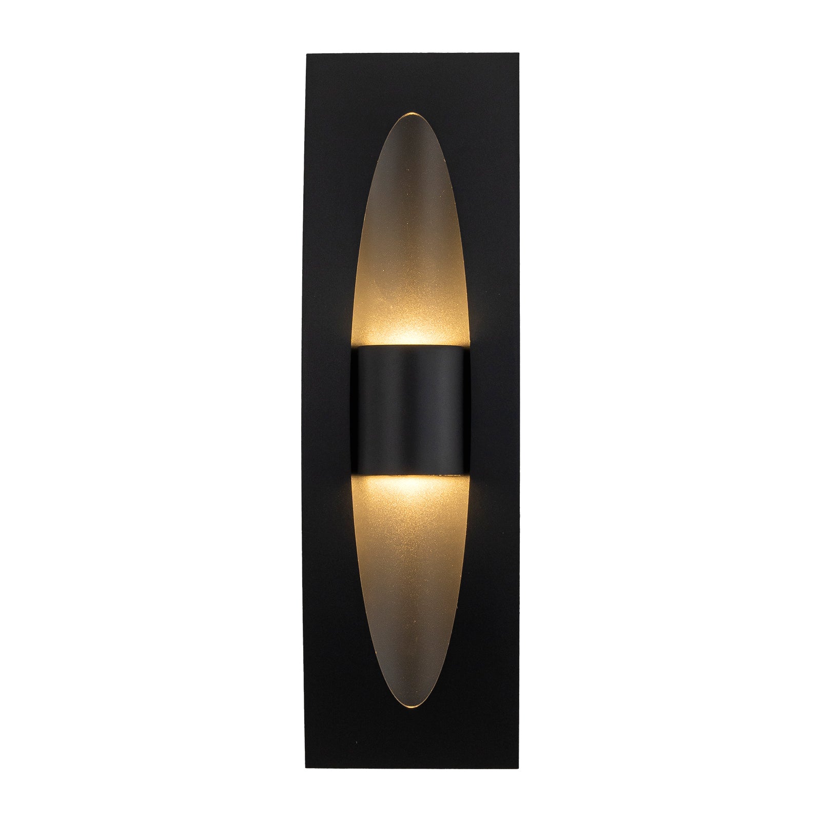 Glowlings 2-Light Modern 16"High Matte Black Cylinder Rectangle LED Outdoor Wall Sconce