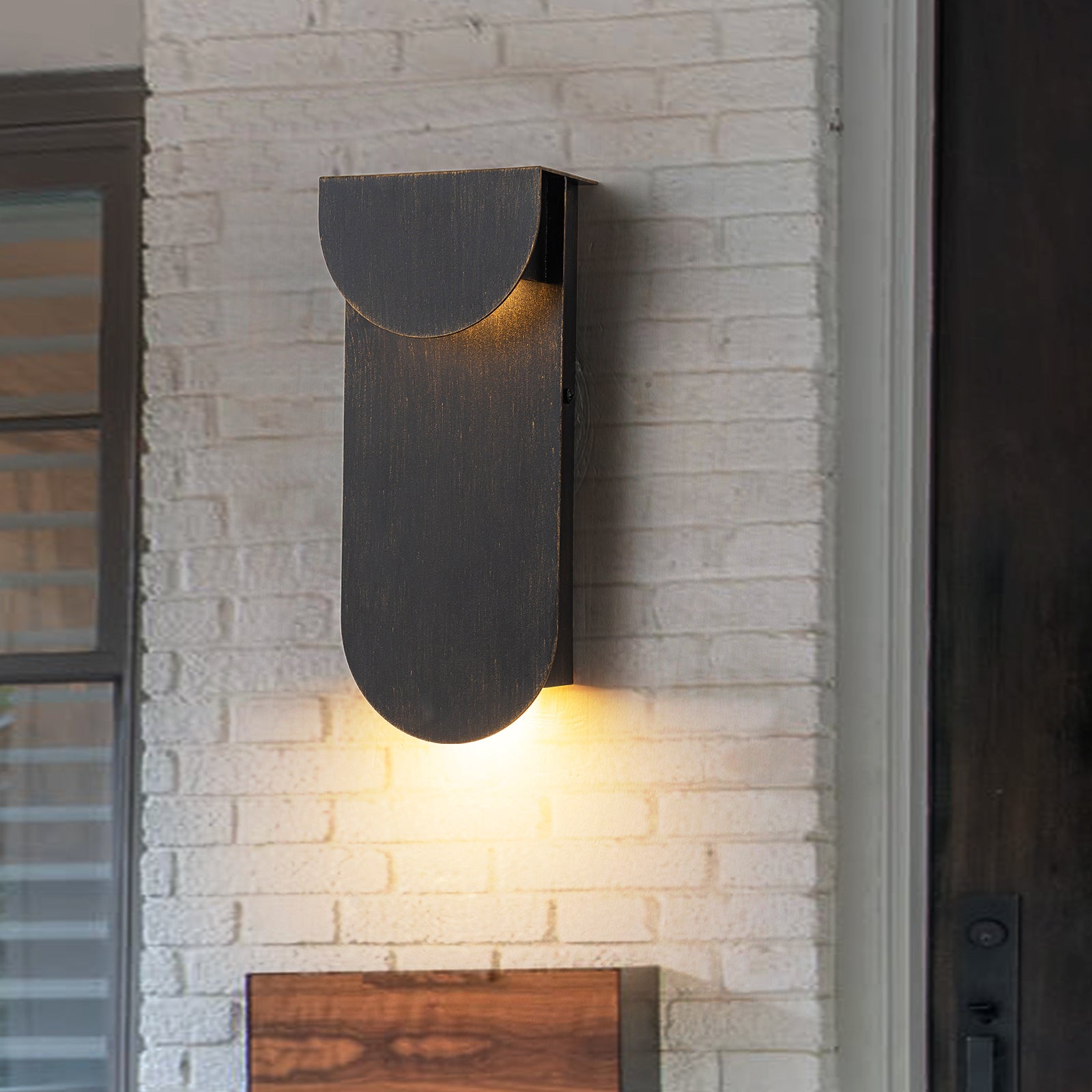 Glowlings 2-Light Modern 12"High Matte Black Integrated LED Outdoor Wall Sconce