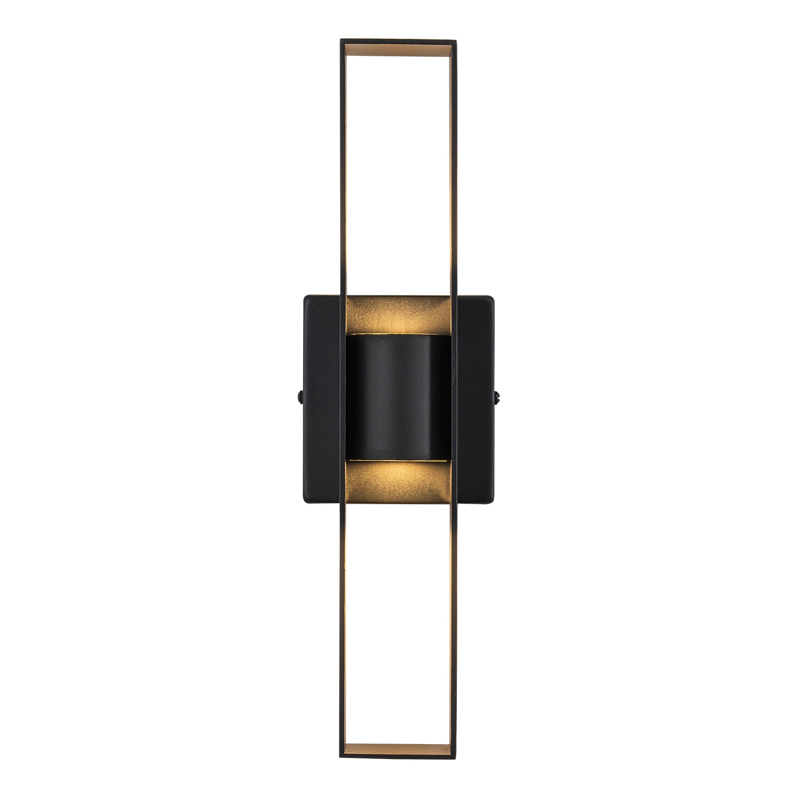 Glowlings 2-Light Modern 16"High IP54 Dimmable Hollow Black LED Outdoor Wall Sconce