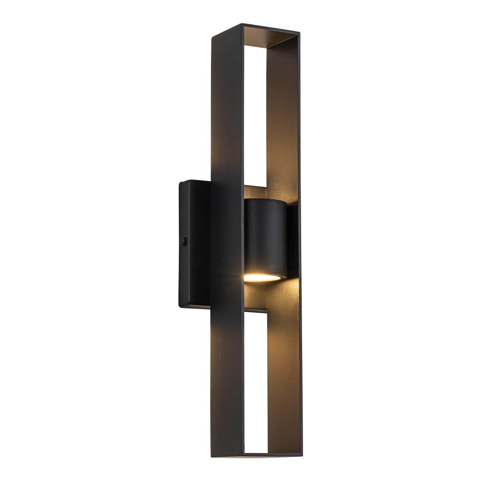 Glowlings 2-Light Modern 16"High IP54 Dimmable Hollow Black LED Outdoor Wall Sconce
