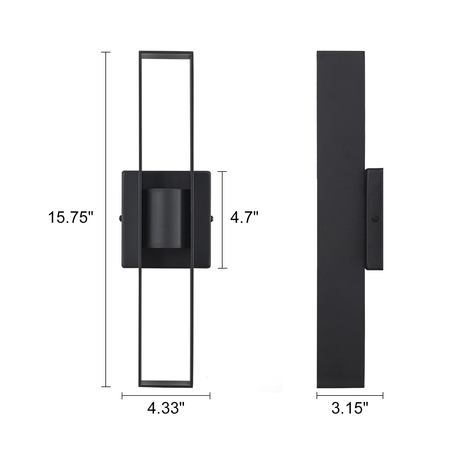 Glowlings 2-Light Modern 16"High IP54 Dimmable Hollow Black LED Outdoor Wall Sconce