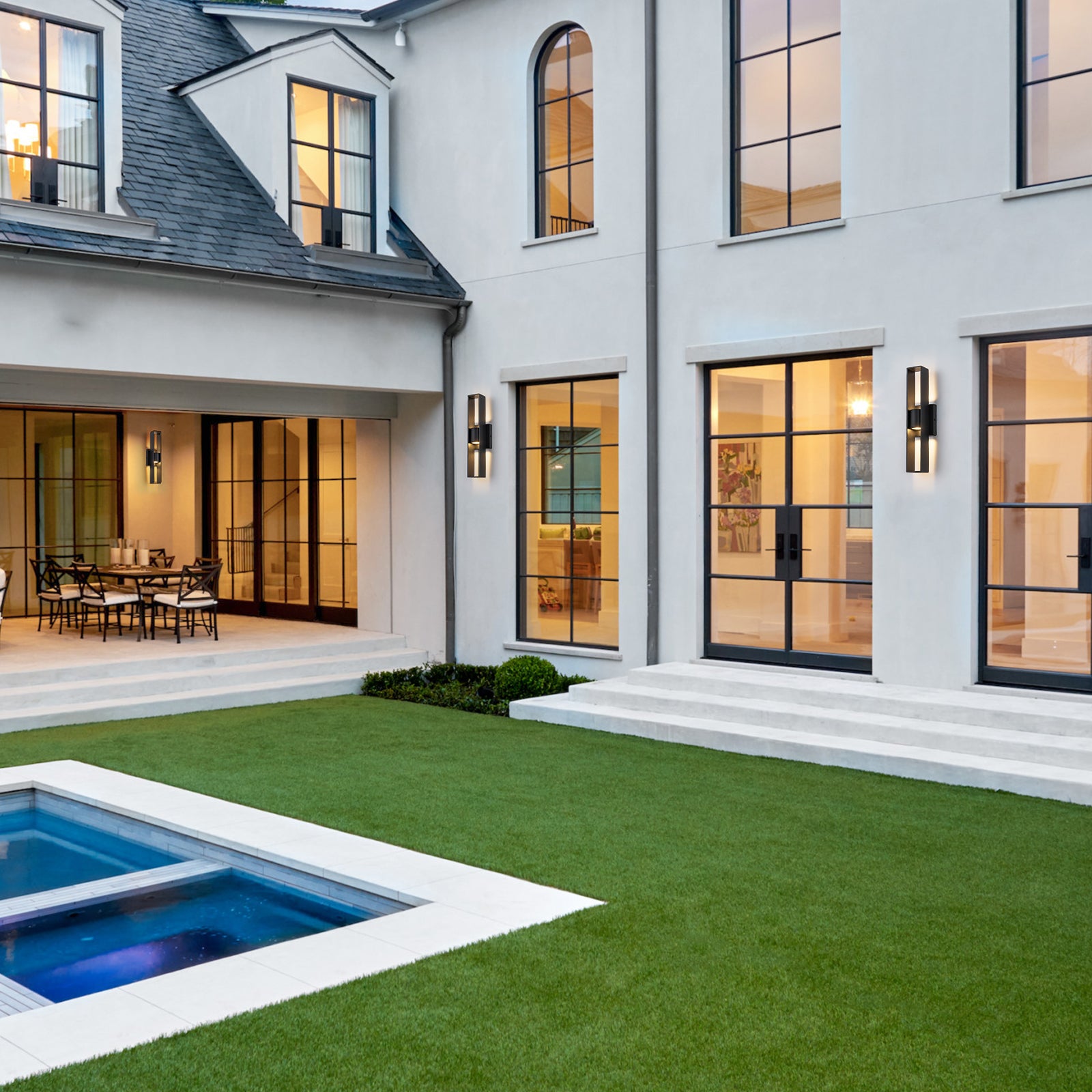 Glowlings 2-Light Modern 16"High IP54 Dimmable Black Integrated LED Indoor/Outdoor Wall Sconce