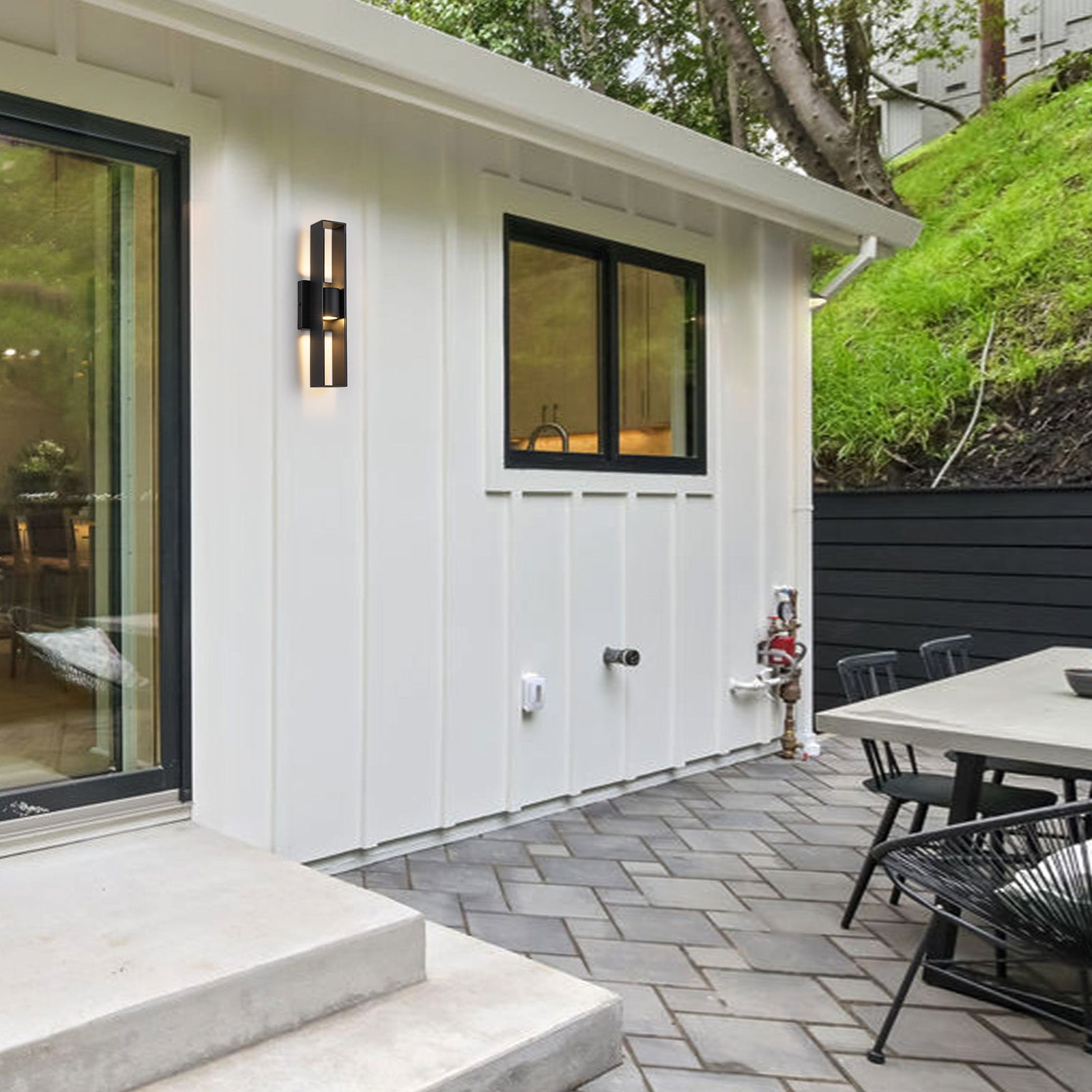 Glowlings 2-Light Modern 16"High IP54 Dimmable Hollow Black LED Outdoor Wall Sconce