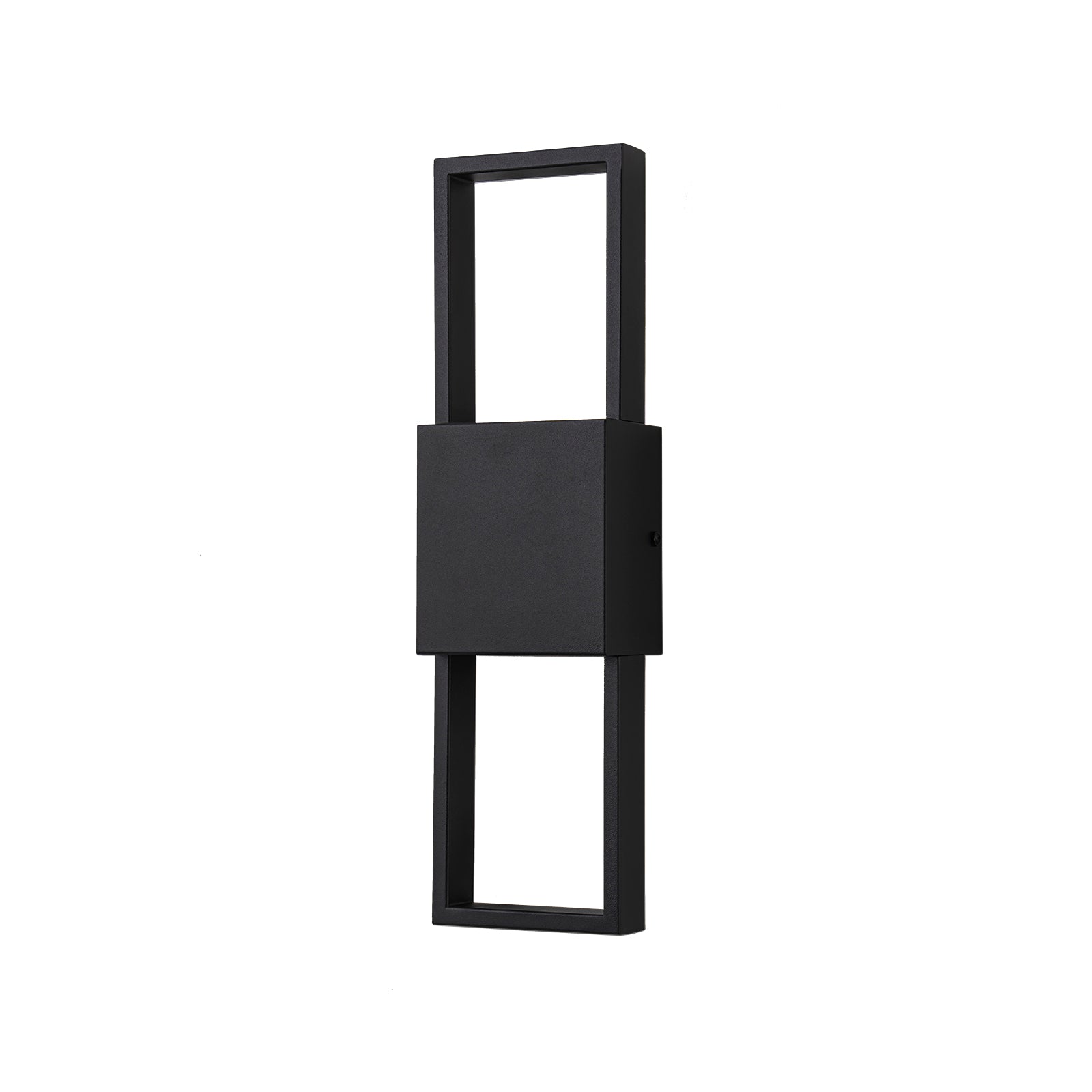 Glowlings 2-flammige, moderne, 40,6 cm hohe, rechteckige, mattschwarze LED-Wandleuchte für den Außenbereich, IP54