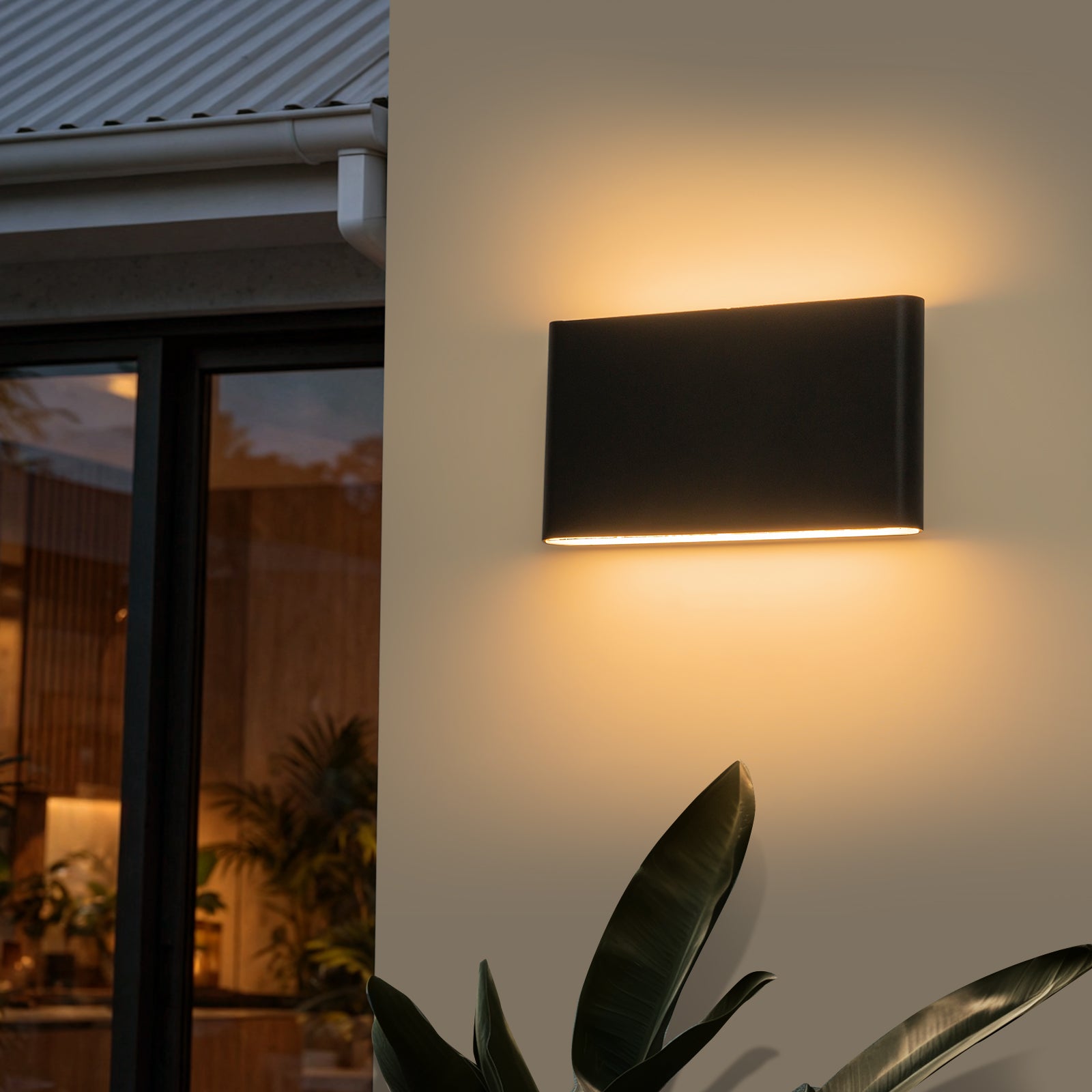 Glowlings 2-Light Modern 5"High Matte Black IP54 Rectangular LED Outdoor Wall Sconce