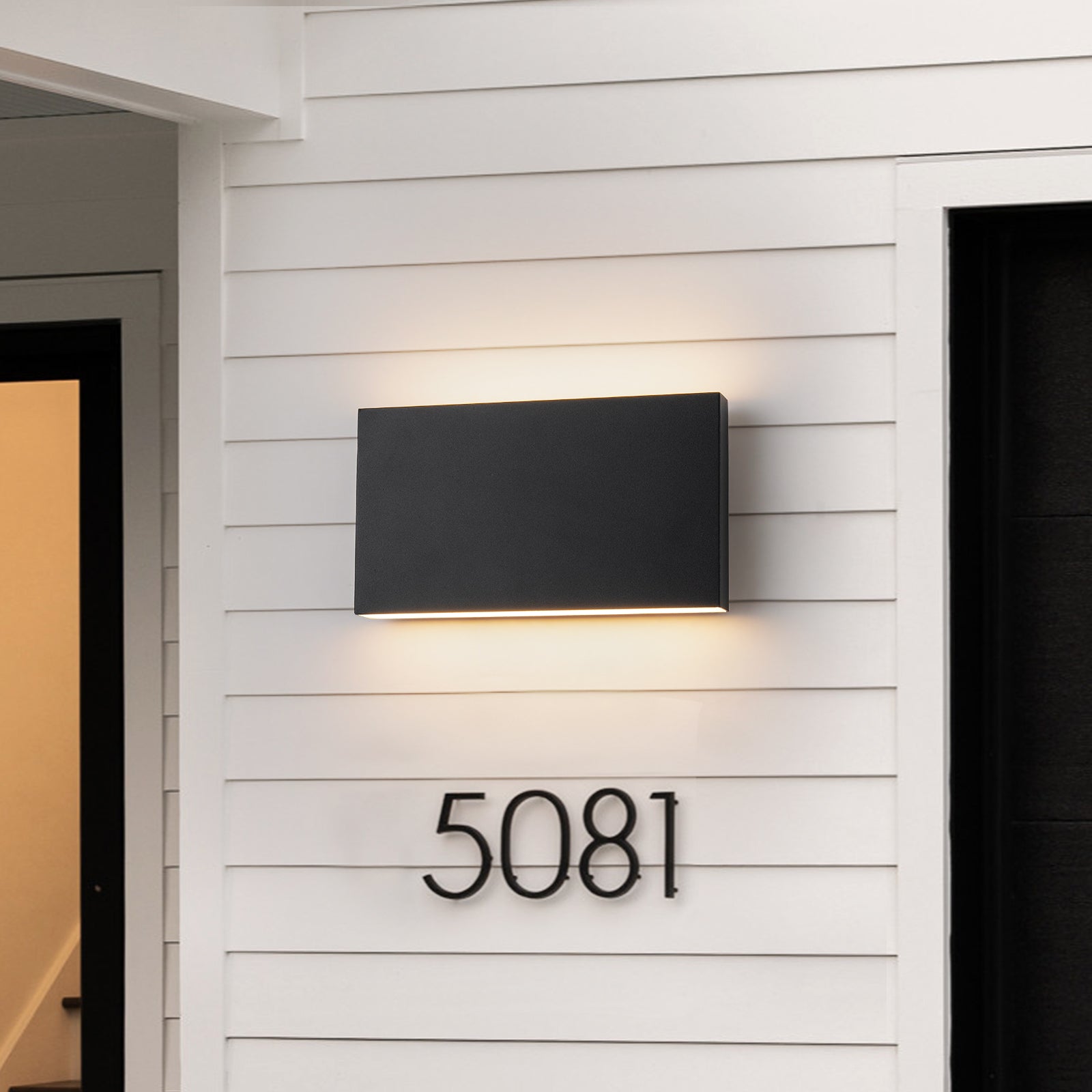 Glowlings 2-Light Modern 5"High Matte Black IP54 Rectangular LED Outdoor Wall Sconce