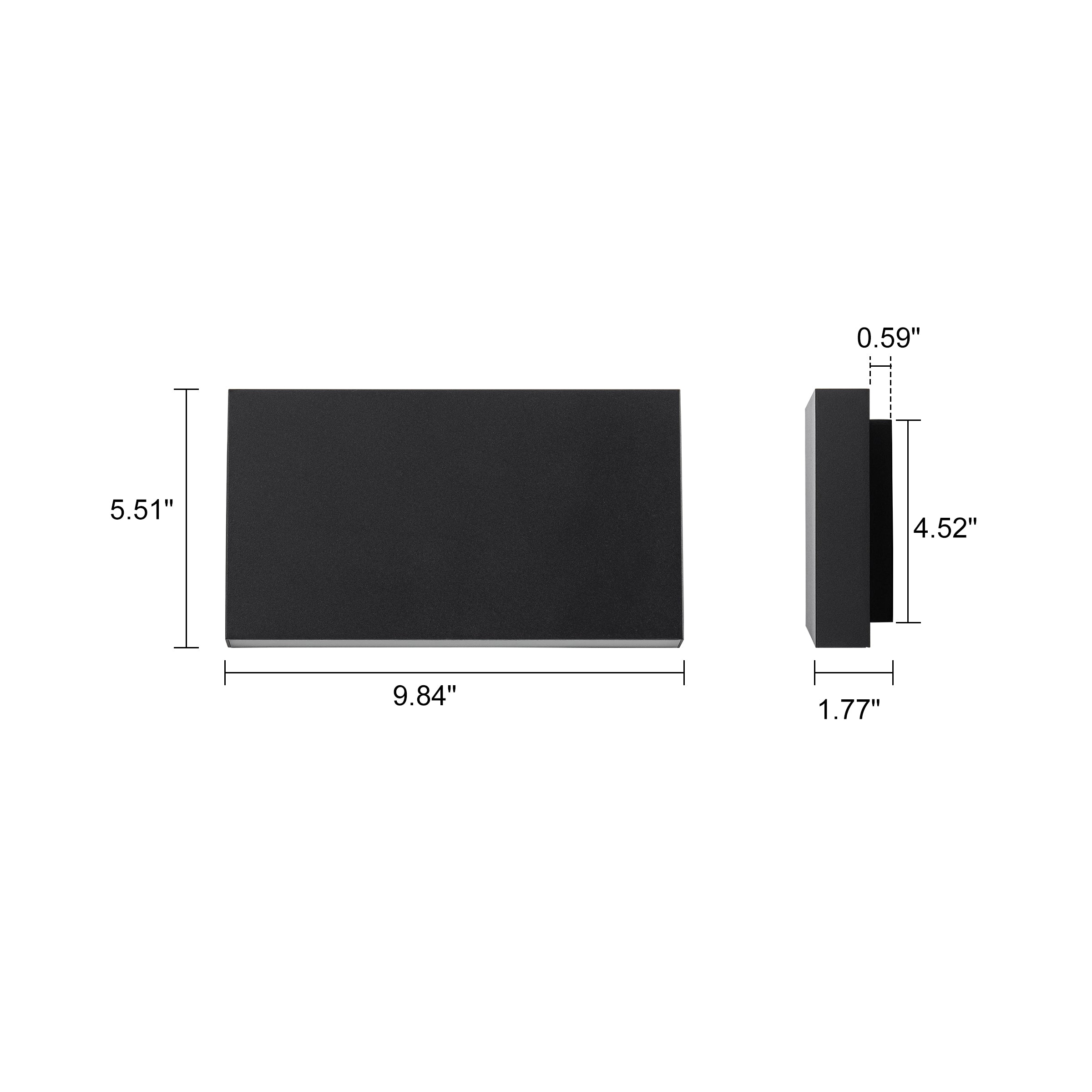 Glowlings 2-Light Modern 5"High Matte Black IP54 Rectangular LED Outdoor Wall Sconce