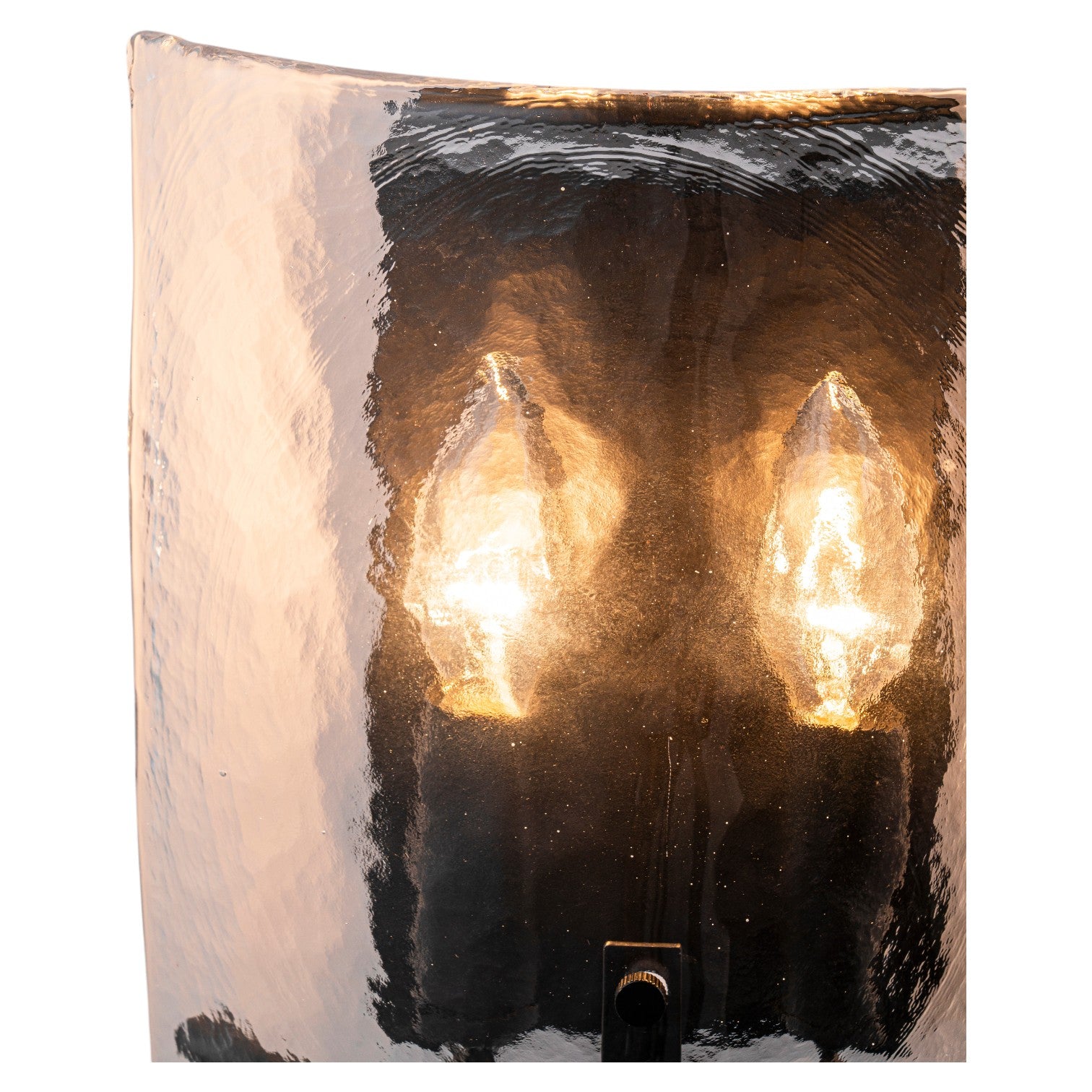 Glowlings 2-Light Modern Matte Black Wall Sconce with Hammered Hand-Blown Water Glass Shade