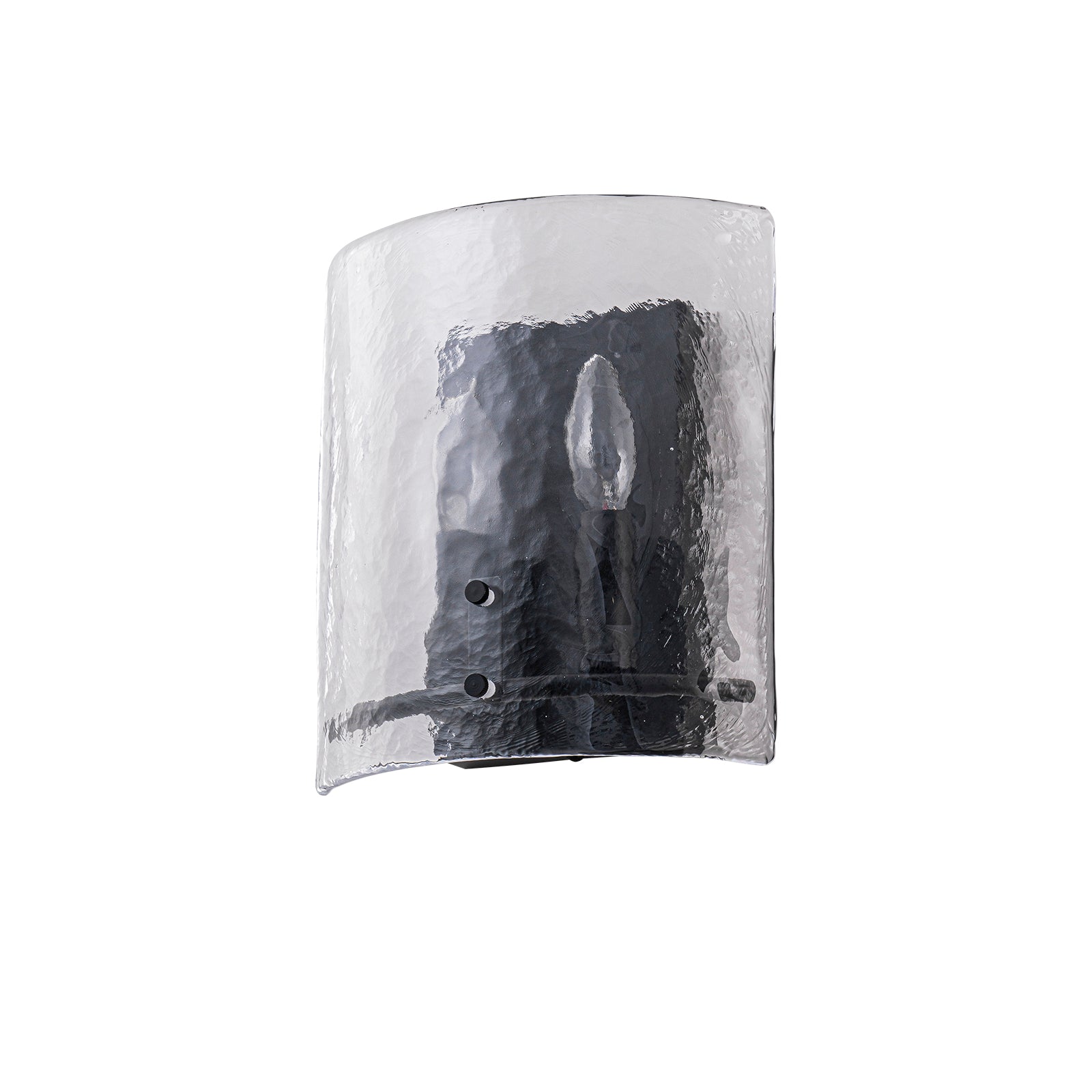 Glowlings 2-Light Modern Matte Black Wall Sconce with Hammered Hand-Blown Water Glass Shade