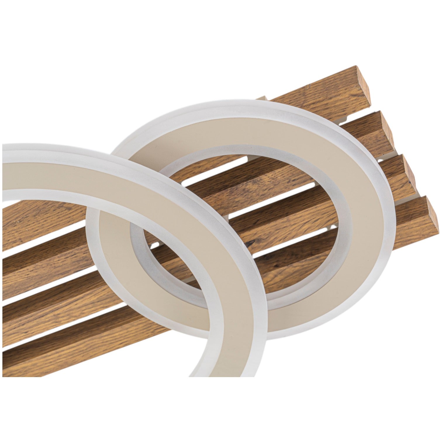 Glowlings 2/3-Light Modern Organic Natural Wood Grain Ring Interlocking Geometric LED Flush Mount Ceiling Light