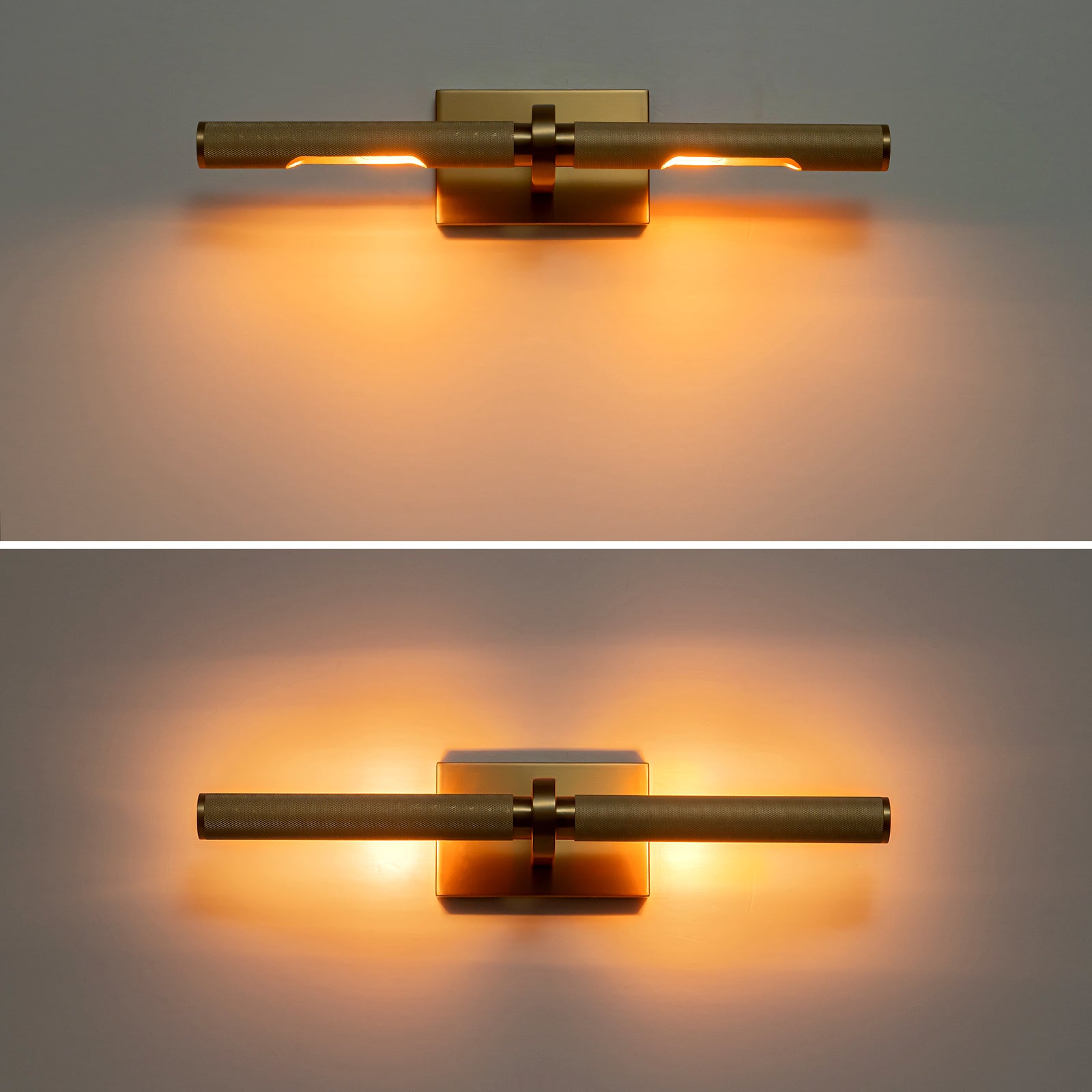 Glowlings 2-Light Modern 24"Wide Rotatable 360° Knurling Texture Antique Brass Picture Light