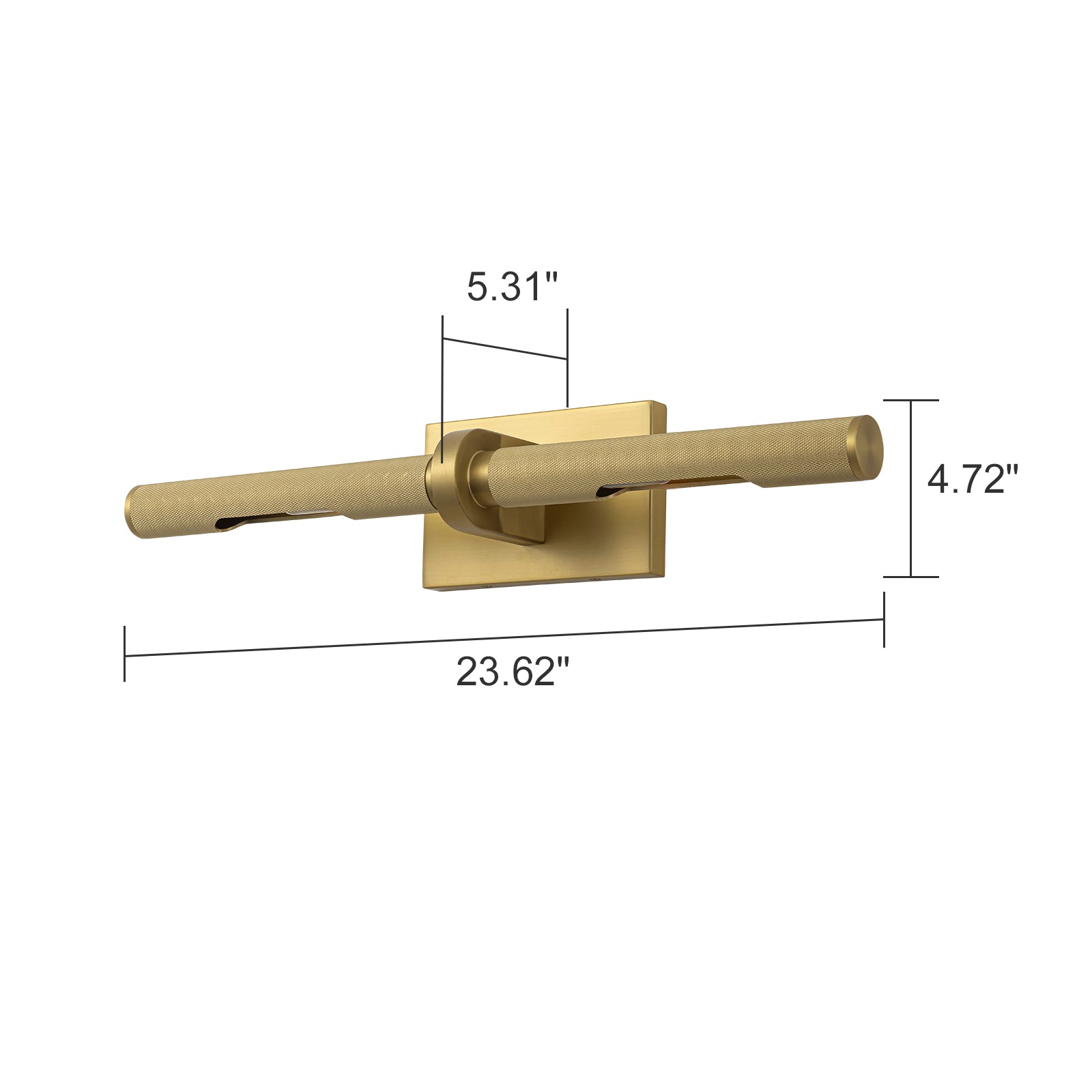 Glowlings 2-Light Modern 24"Wide Rotatable 360° Knurling Texture Antique Brass Picture Light