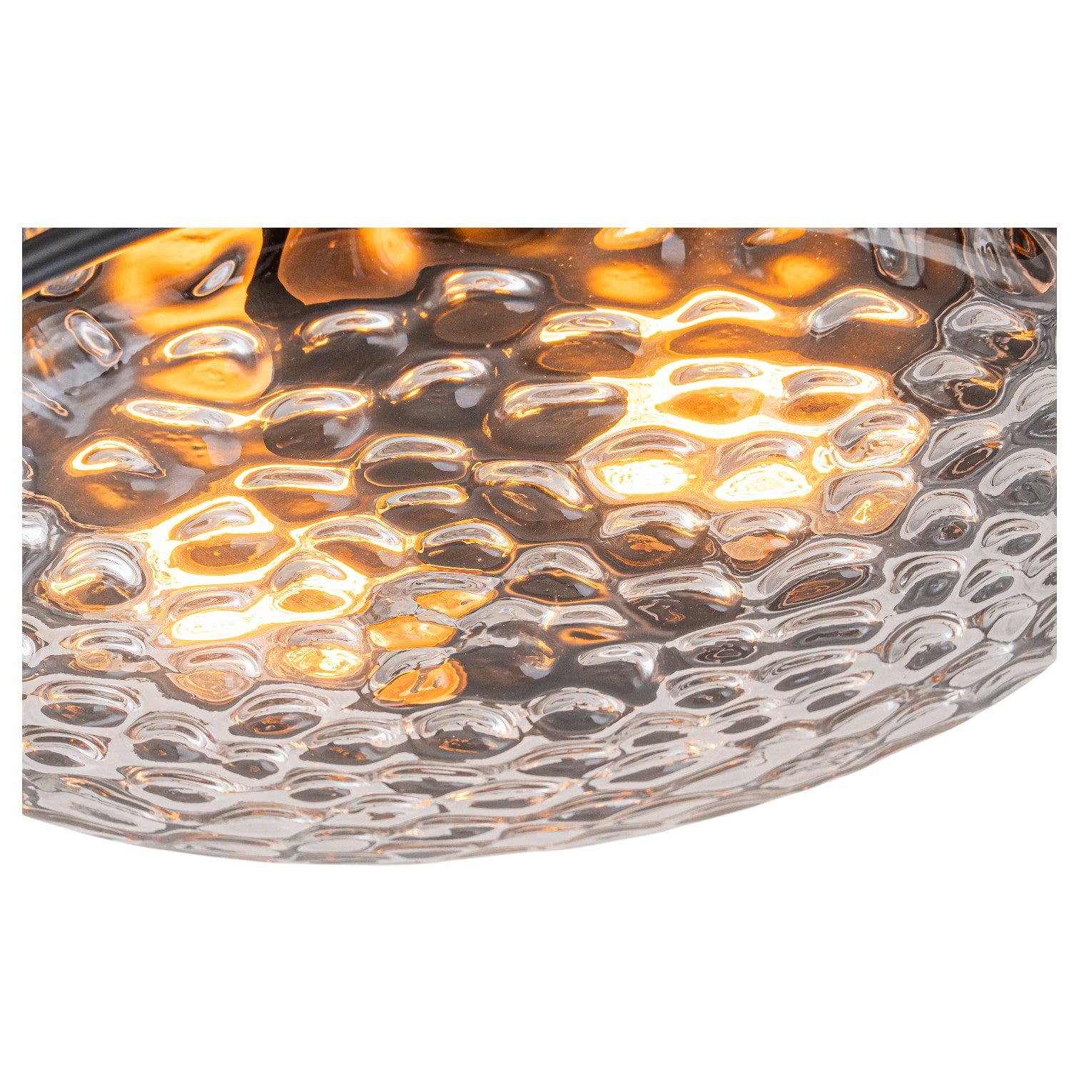 Glowlings 2-Light Modern 13"Wide Round Black Hammered Clear Glass Flush Mount Ceiling Light
