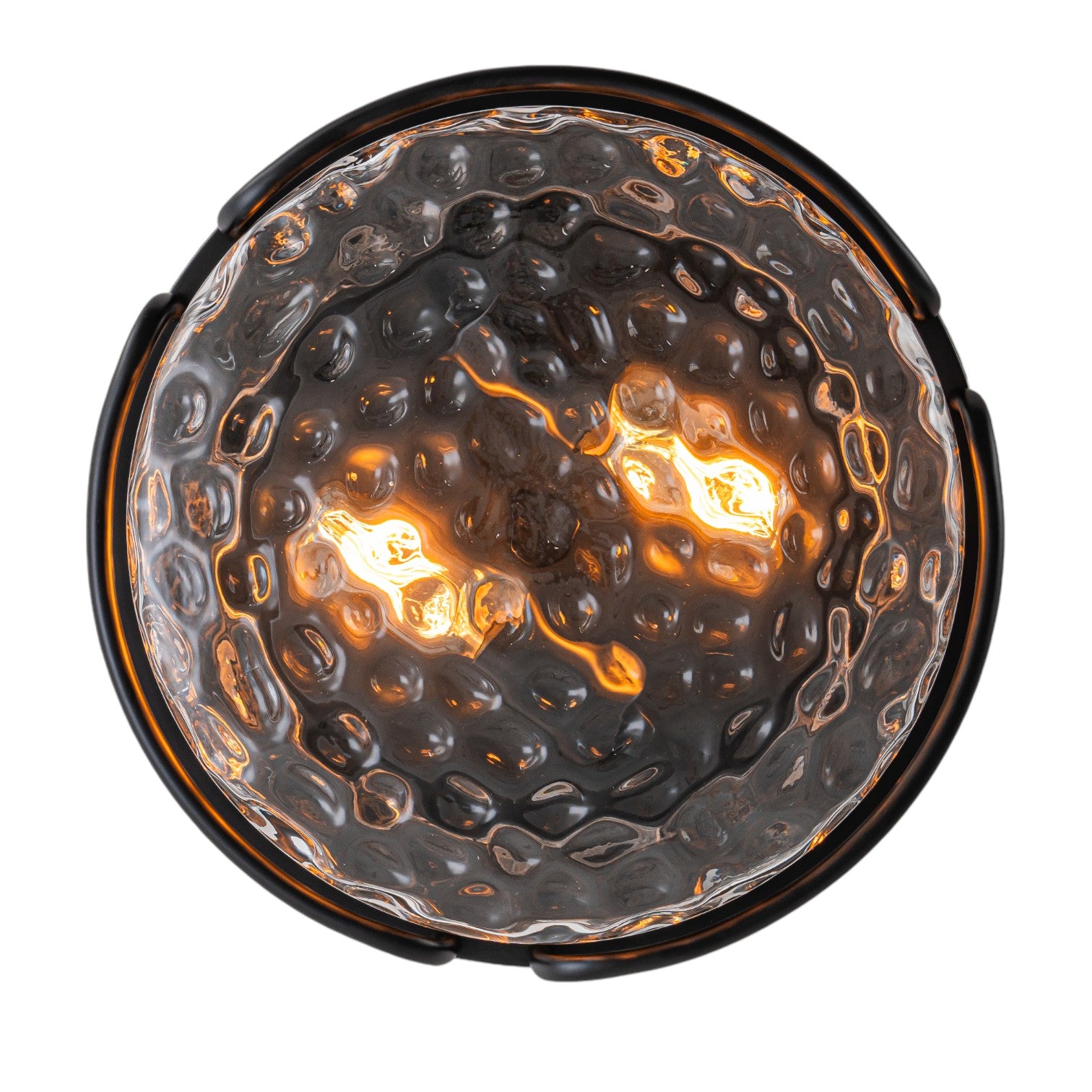 Glowlings 2-Light Modern 13"Wide Round Black Hammered Clear Glass Flush Mount Ceiling Light