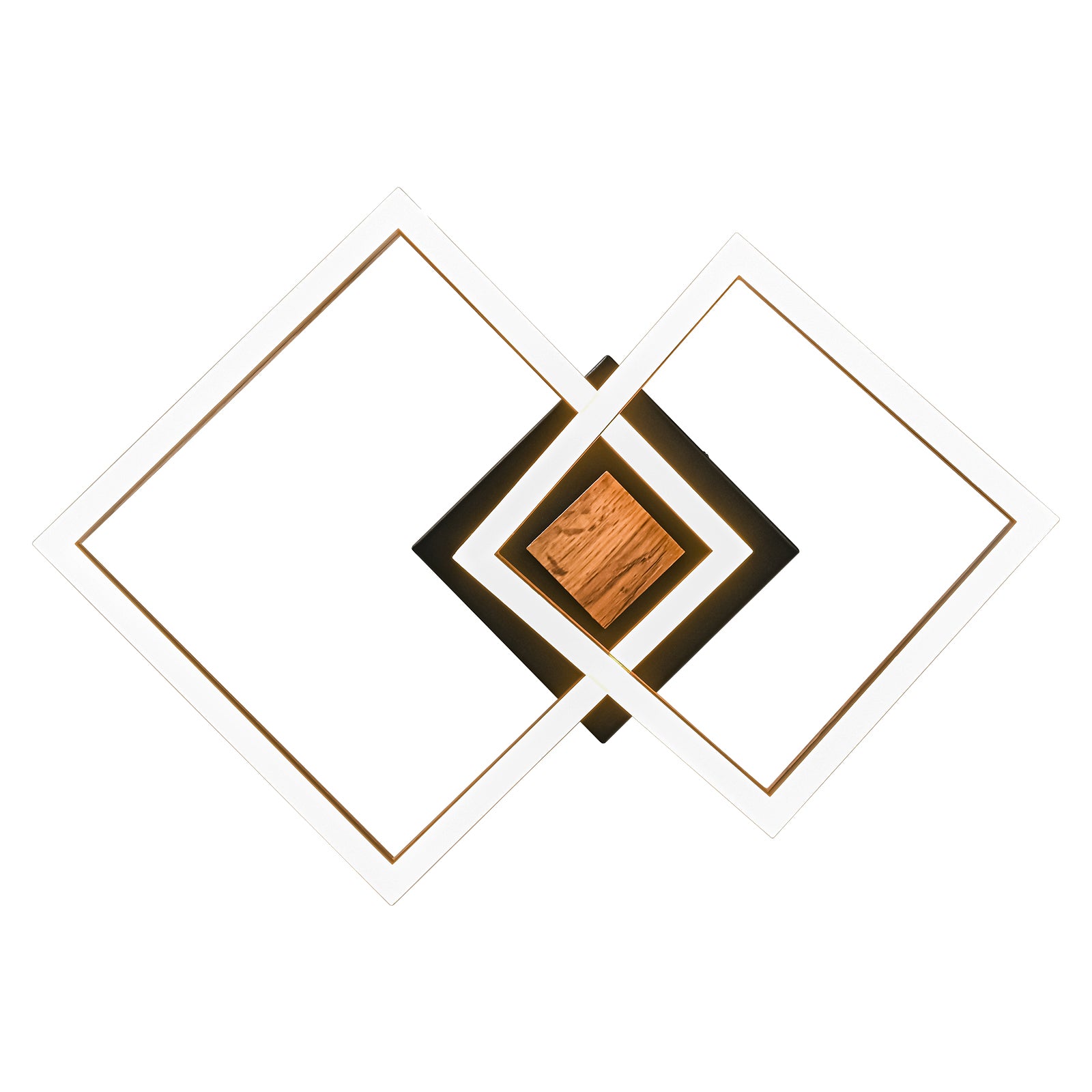 Glowlings 2-Light Modern Square Rotated 360° Integrated LED Wood Flush Mount Ceiling Light