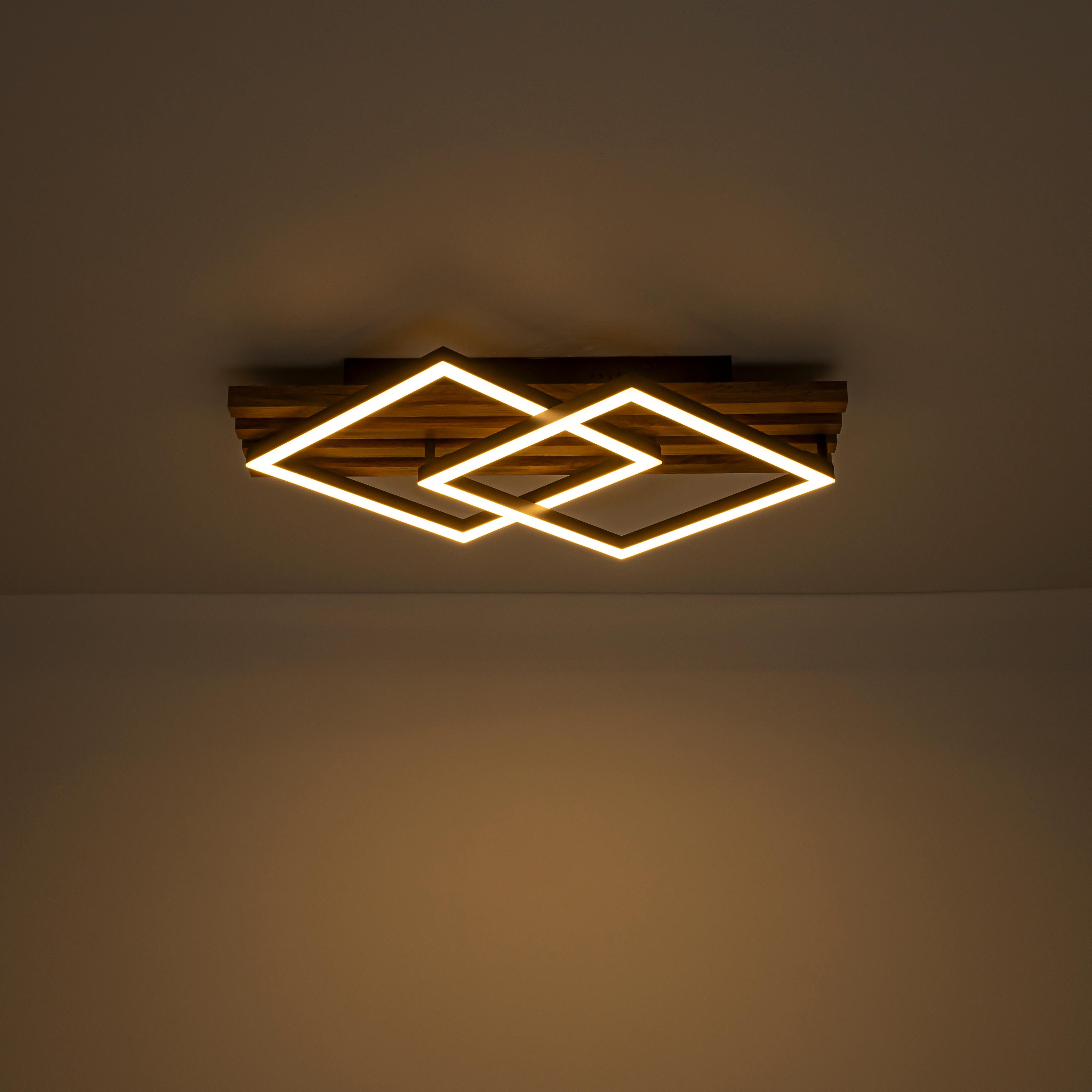 Glowlings 2-Light Organic Modern Walnut Finish Wood Slat LED Flush Mount Ceiling Light