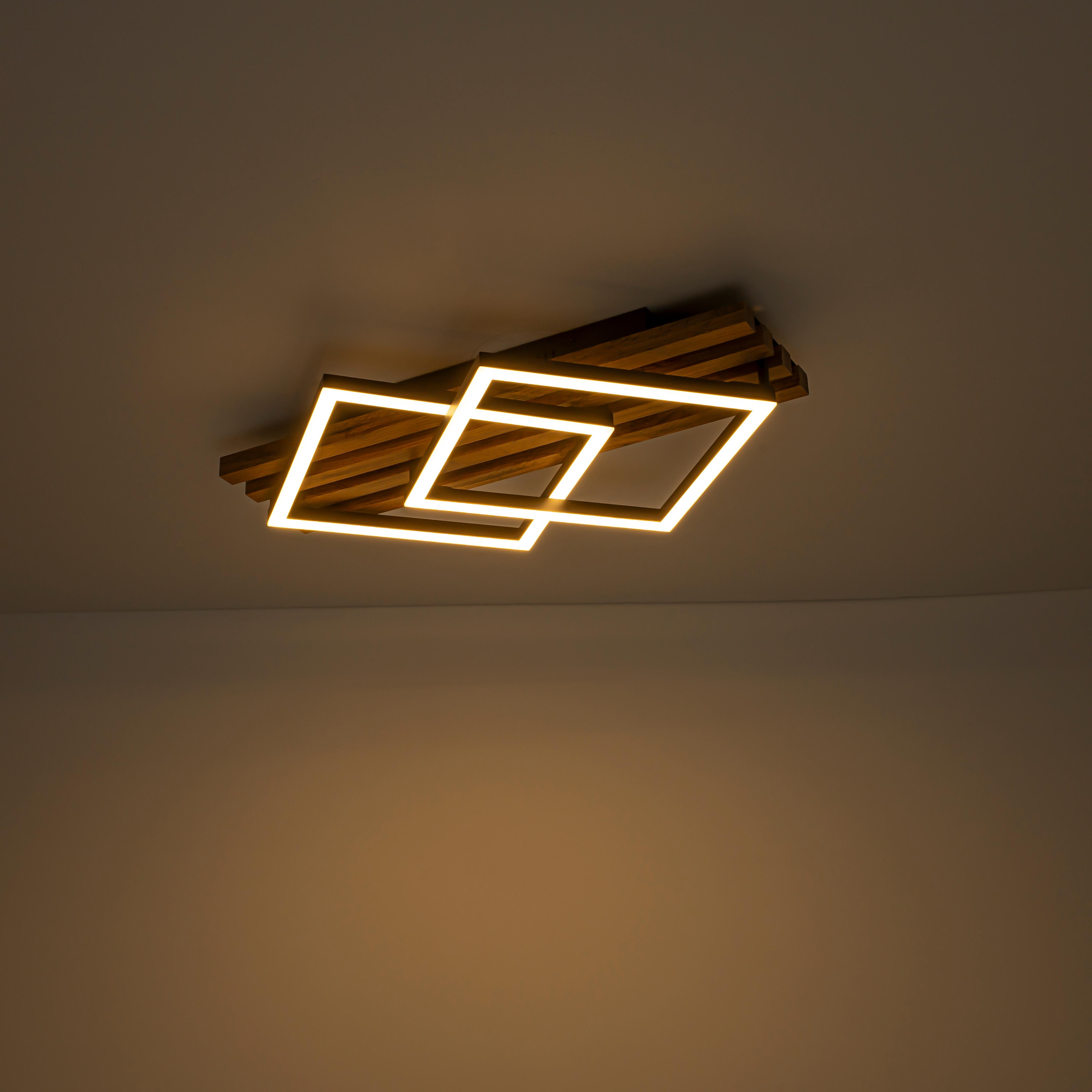 Glowlings 2-Light Organic Modern Walnut Finish Wood Slat LED Flush Mount Ceiling Light
