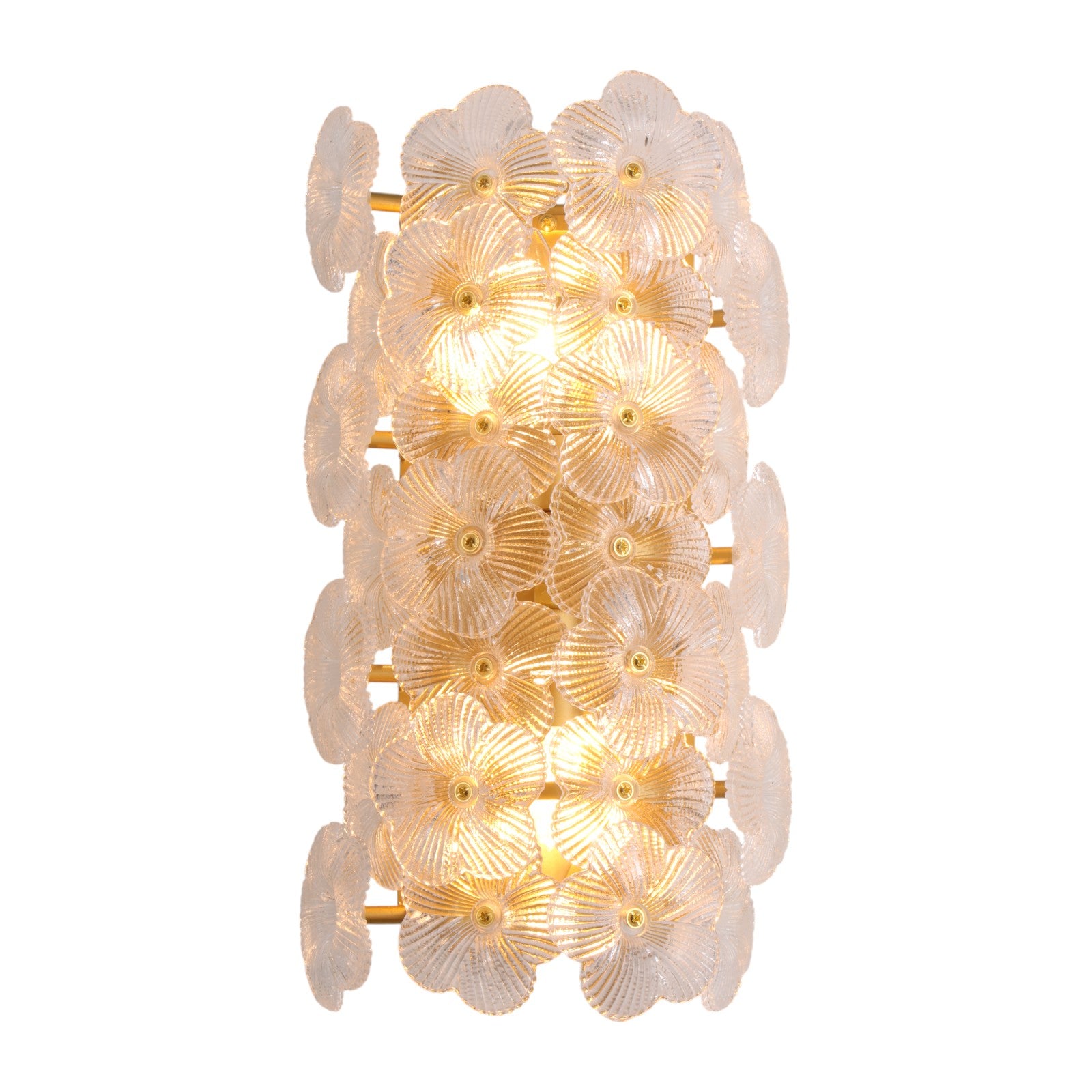 Glowlings 2-Light Vintage Brass Floral Glass Wall Sconce