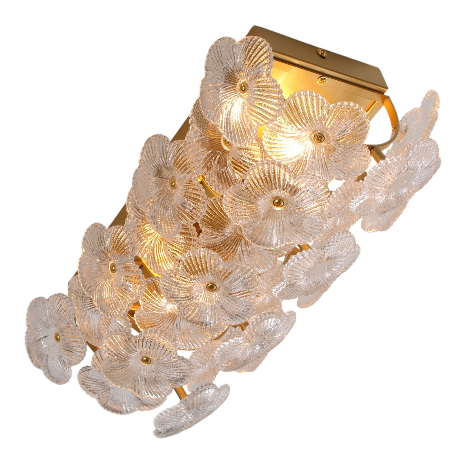 Glowlings 2-Light Vintage Brass Floral Glass Wall Sconce