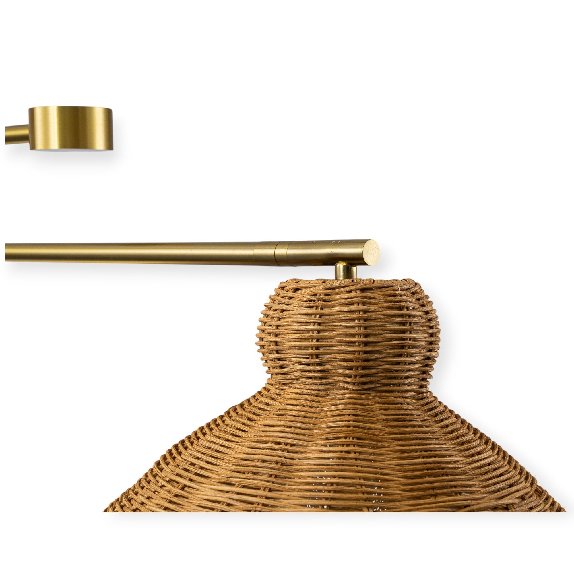 Glowlings 2-Light Vintage 59"Wide Large Gold Hand-Woven Natural Rattan Cone Linear Pendant Light