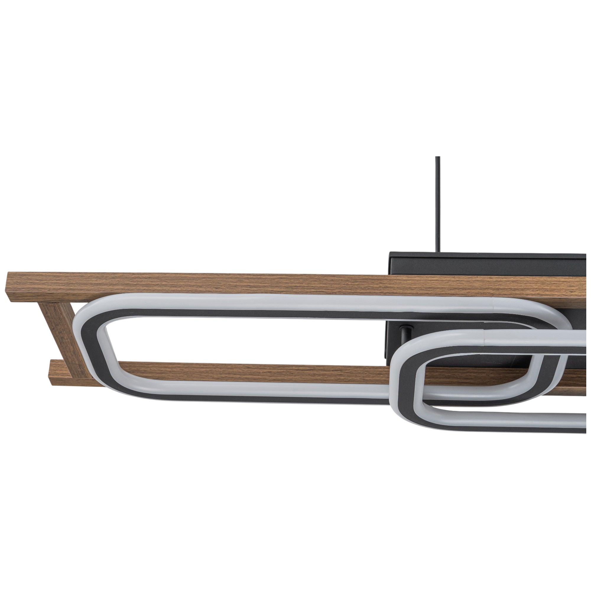 Glowlings 3-Light 43“Wide 2-Tier Rounded Rectangular LED Linear Wood Pendant Light