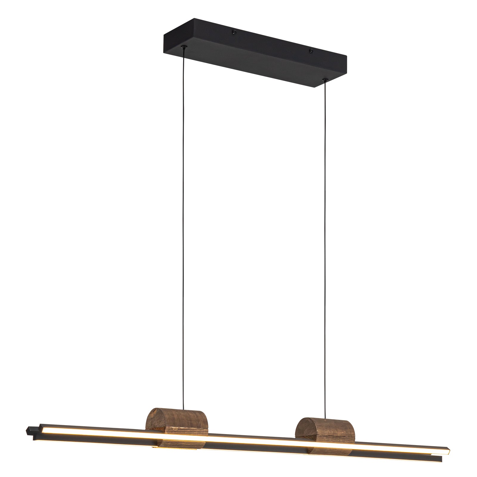 Glowlings Minimalistische 3-flammige 43" breite LED-Linear-Holz-Pendelleuchte Inselleuchte