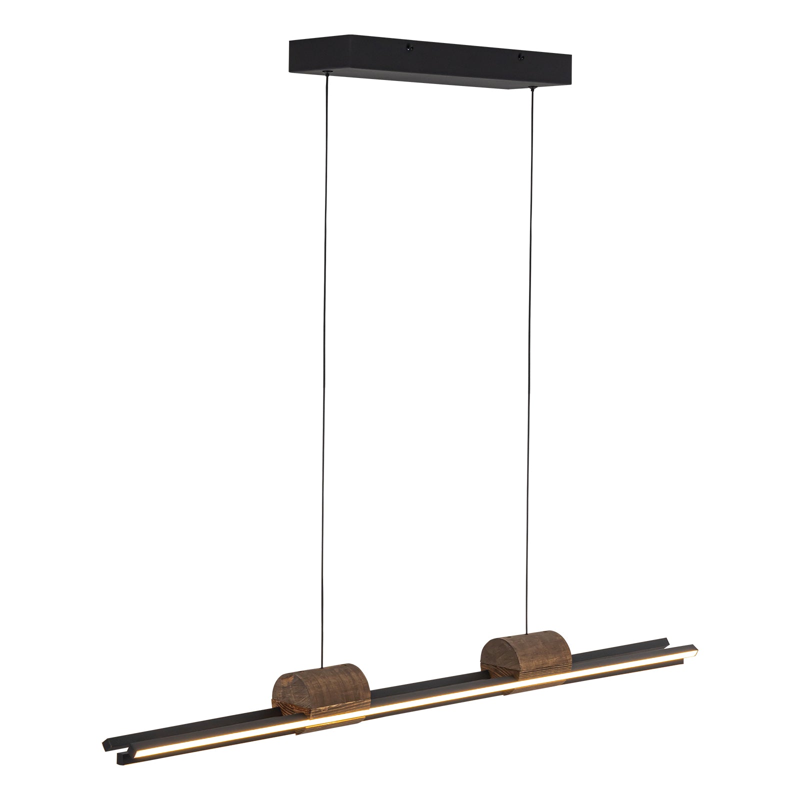 Glowlings Minimalistische 3-flammige 43" breite LED-Linear-Holz-Pendelleuchte Inselleuchte