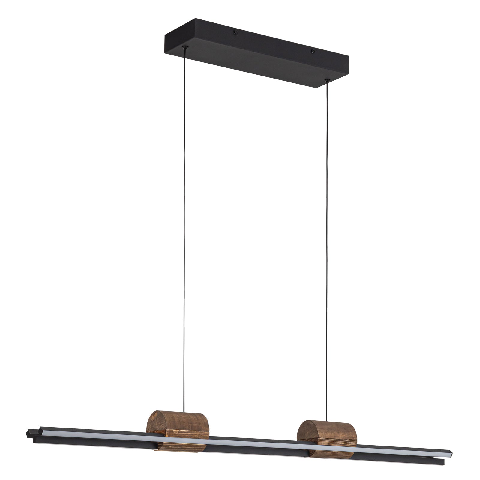 Glowlings Minimalistische 3-flammige 43" breite LED-Linear-Holz-Pendelleuchte Inselleuchte