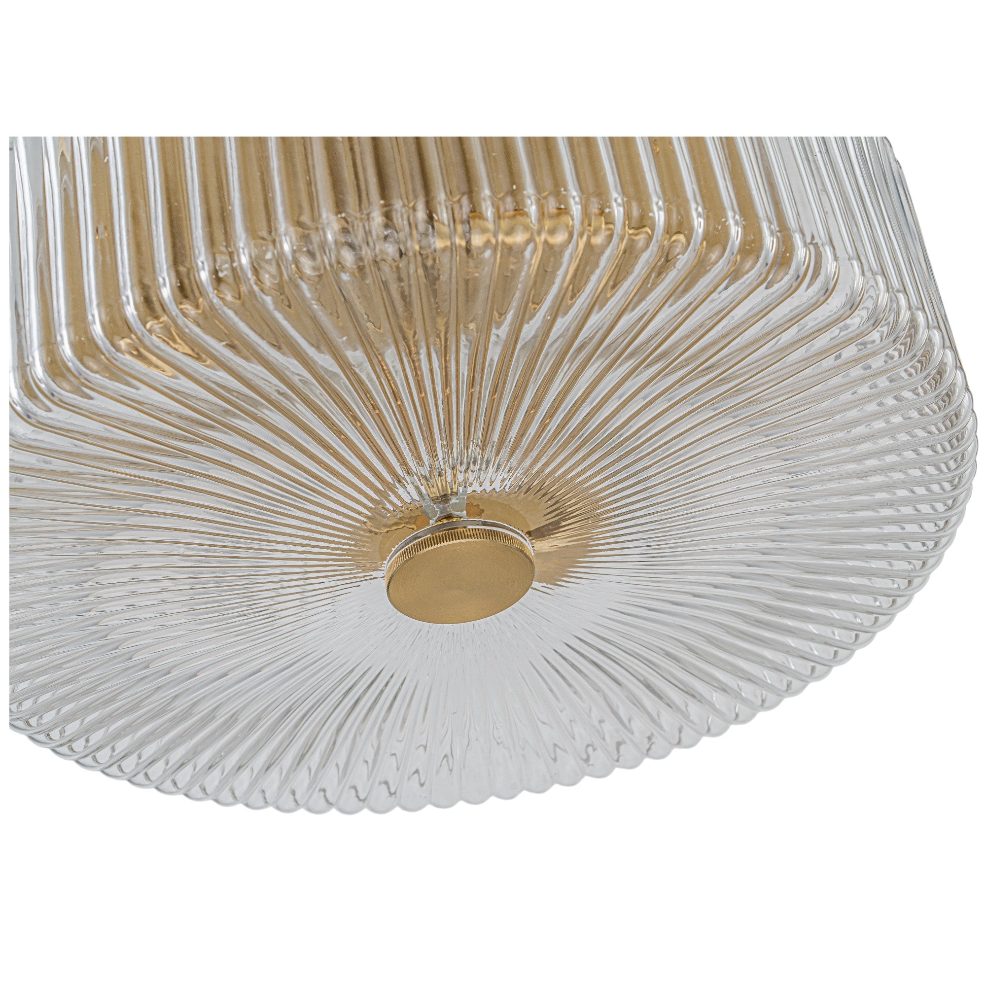 Glowlings 3-Light Modern 14"Wide Brass Drum Clear Ribbed Glass Chandelier