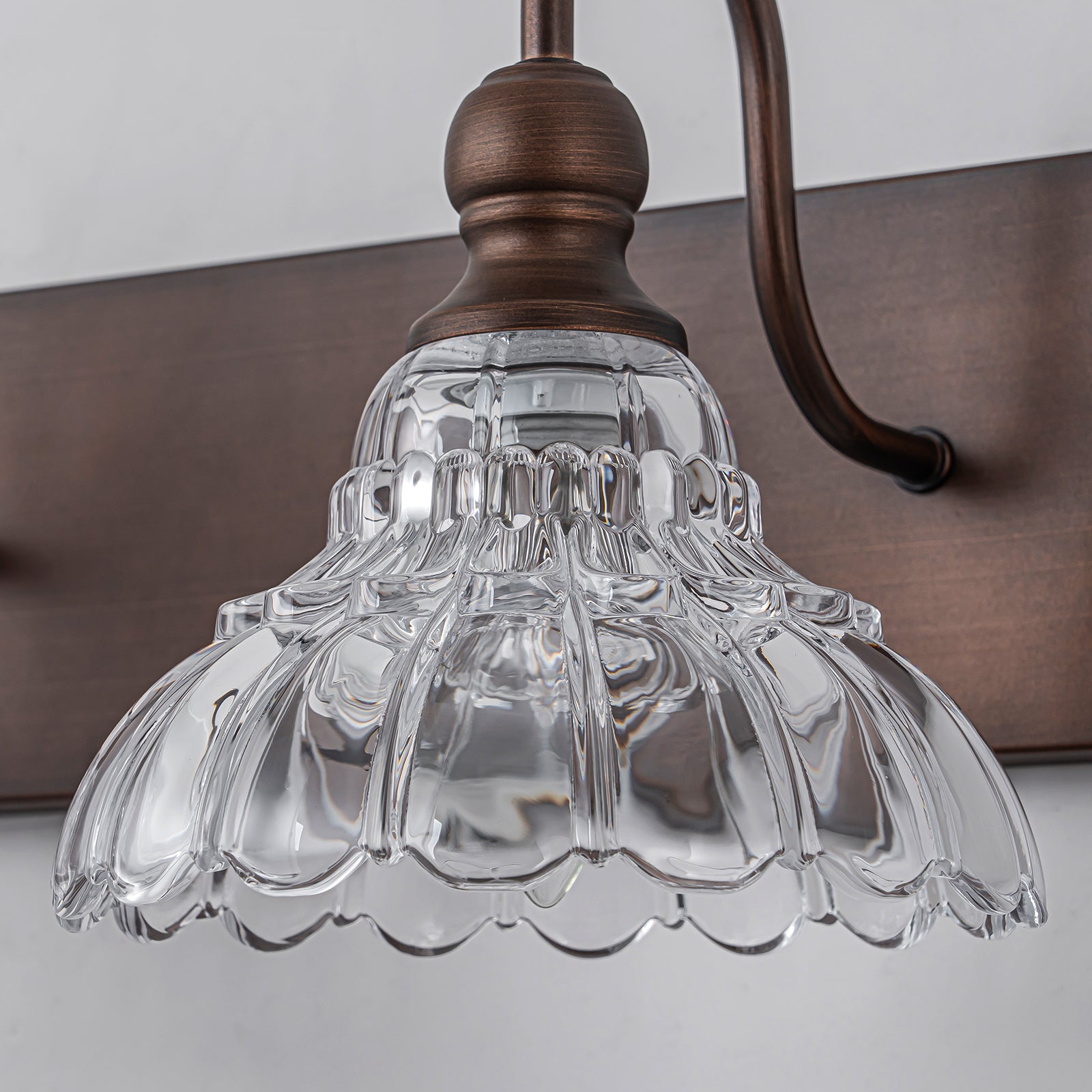 Glowlings 1/3/4-Light Vintage Antique Bronze Glass Flower Shaped Bathroom Vanity Light Over Mirror