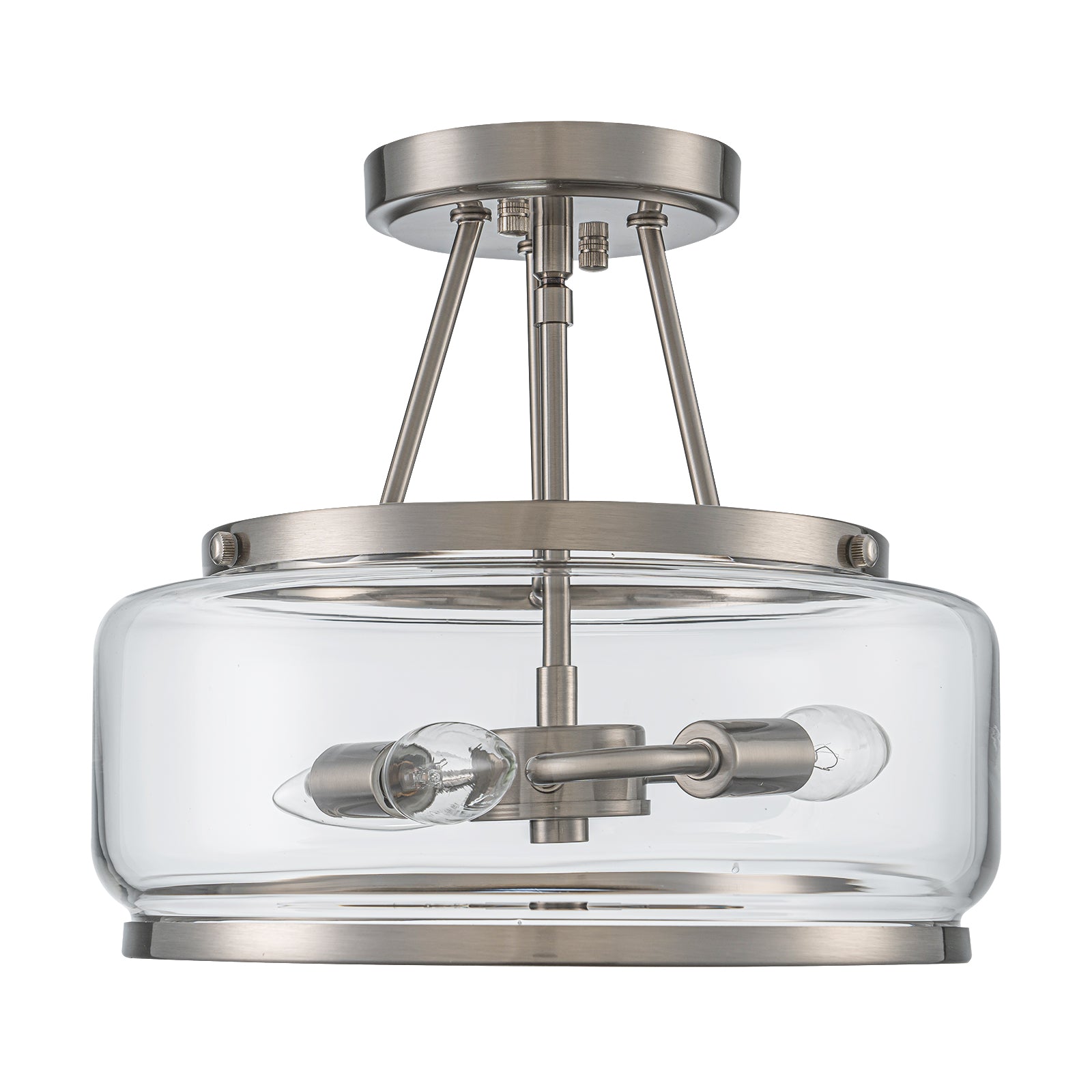 Glowlings Modern 3-Light Drum Clear Glass Lantern Semi Flush Mount