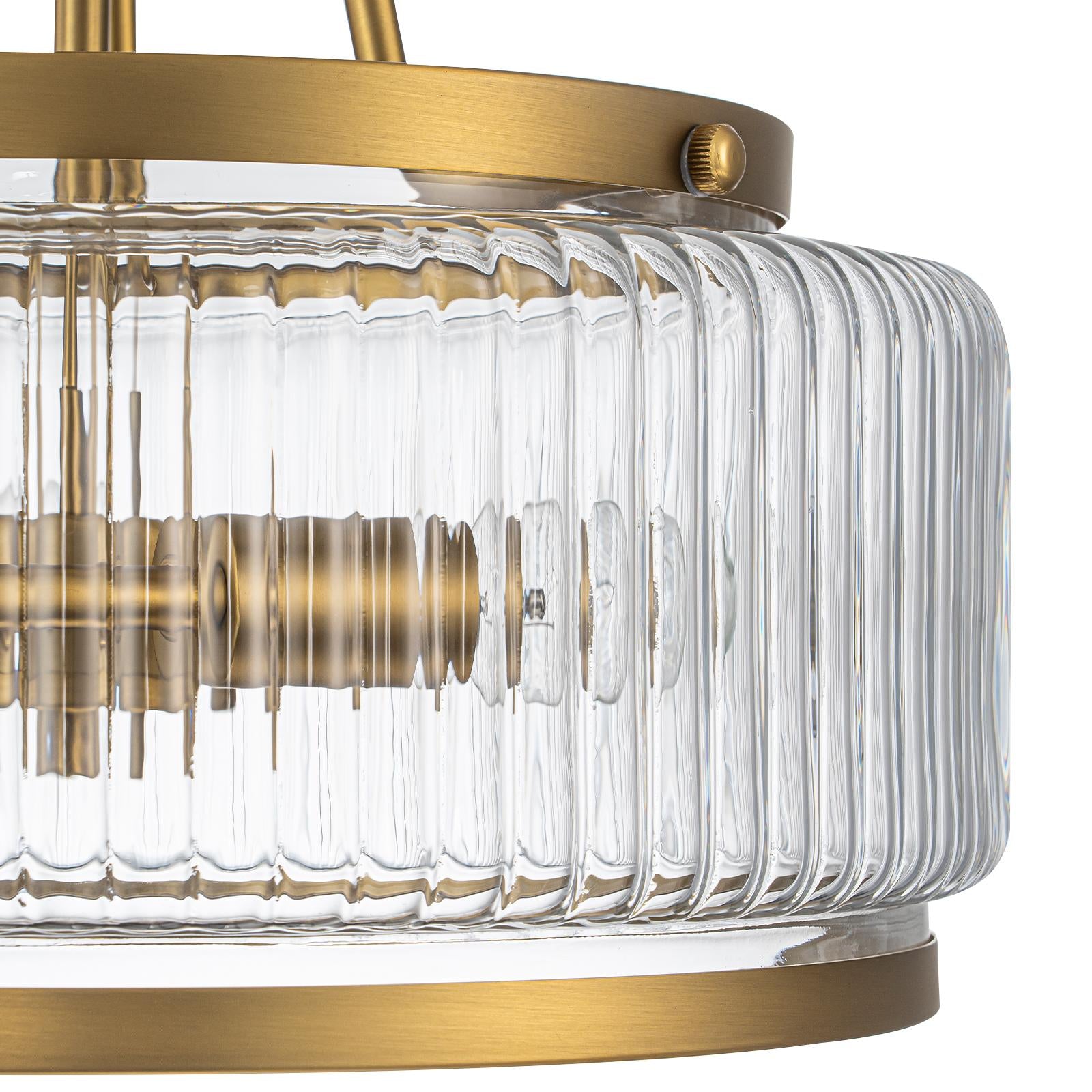 Glowlings 3-Light Modern 12"Wide Drum Ribbed Faceted Glass Lantern Semi Flush Mount