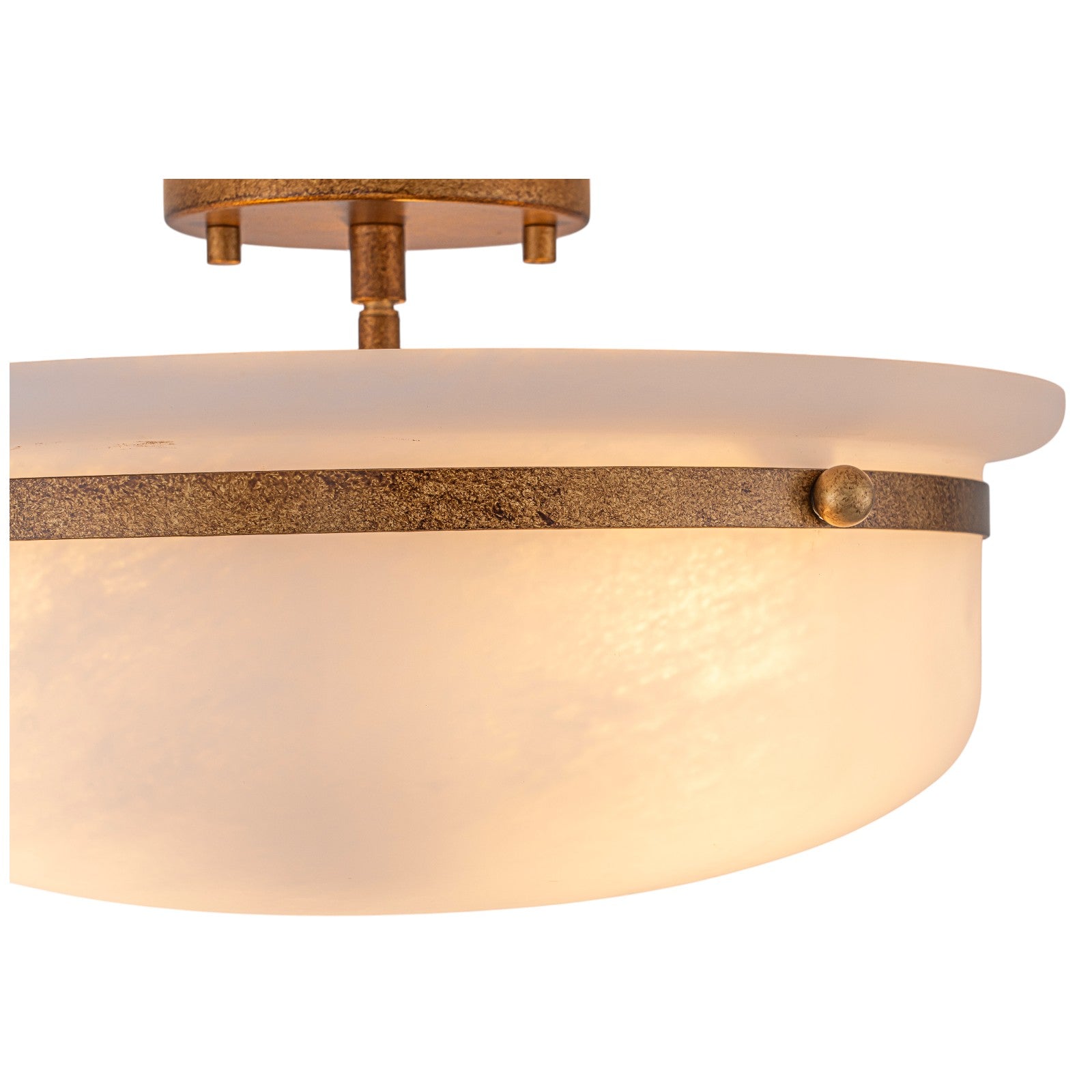 Glowlings 3-Light Farmhouse 15"Wide Aged Brass Glass Bowl Shaped Semi Flush Mount