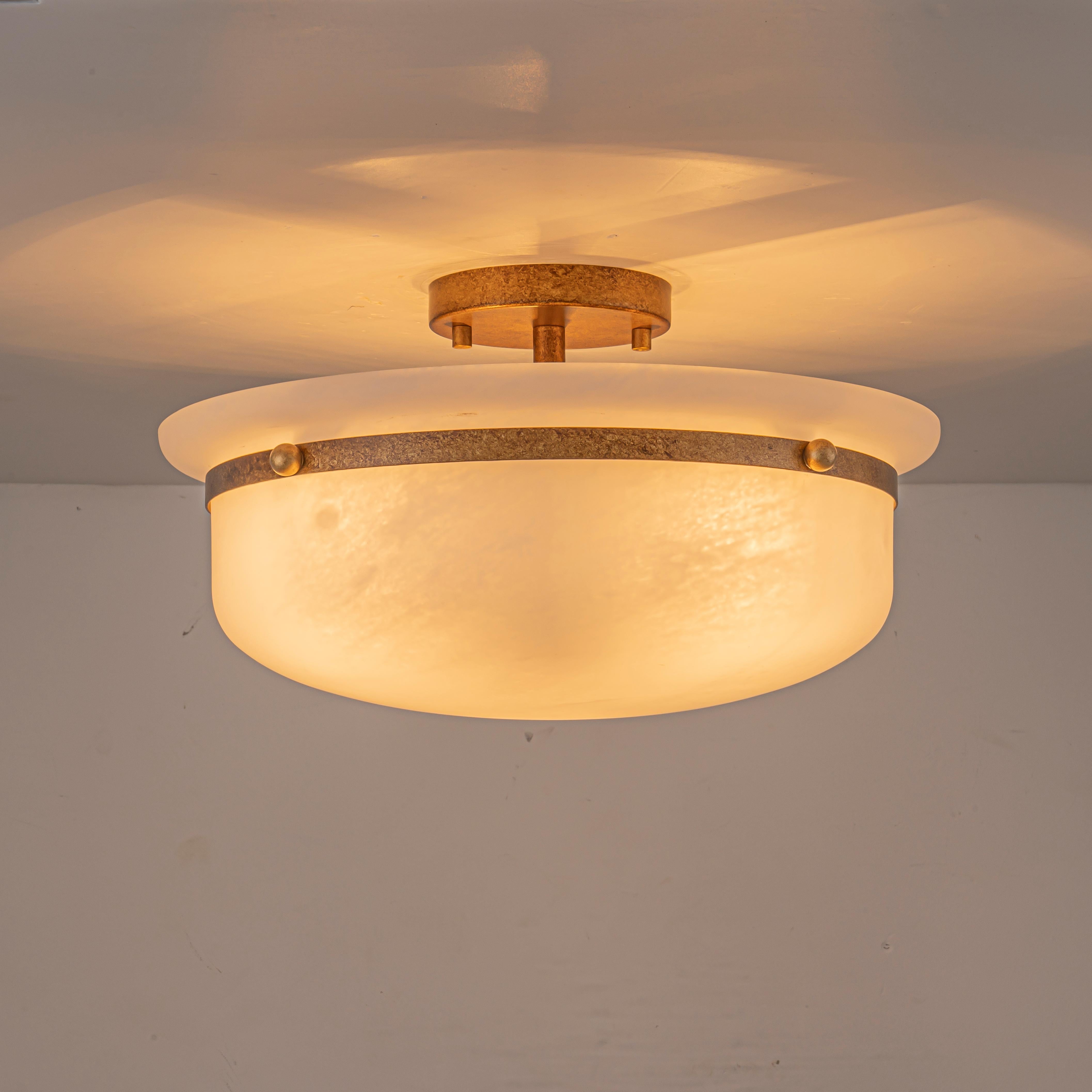 Glowlings 3-Light Farmhouse 15"Wide Aged Brass Glass Bowl Shaped Semi Flush Mount