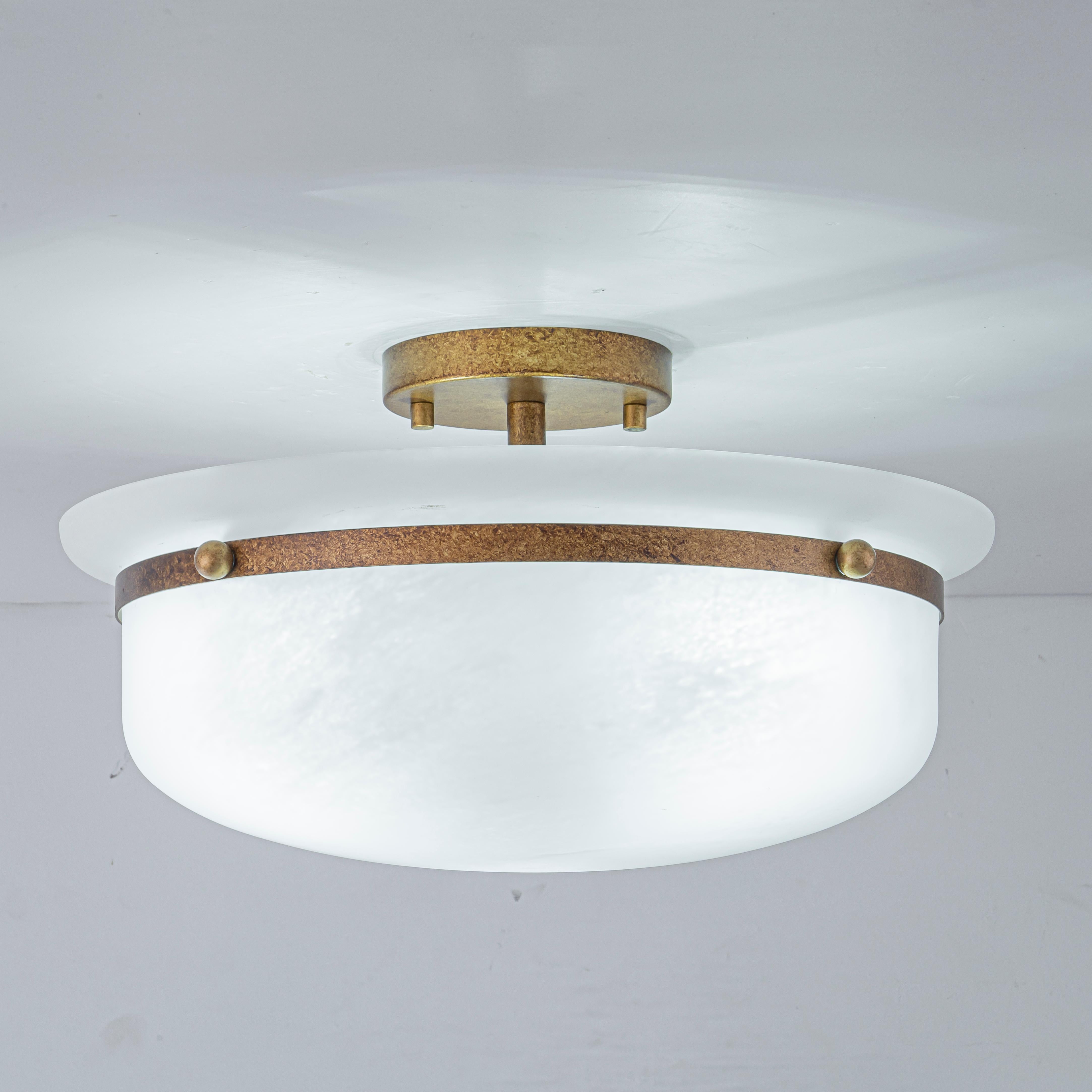 Glowlings 3-Light Farmhouse 15"Wide Aged Brass Glass Bowl Shaped Semi Flush Mount