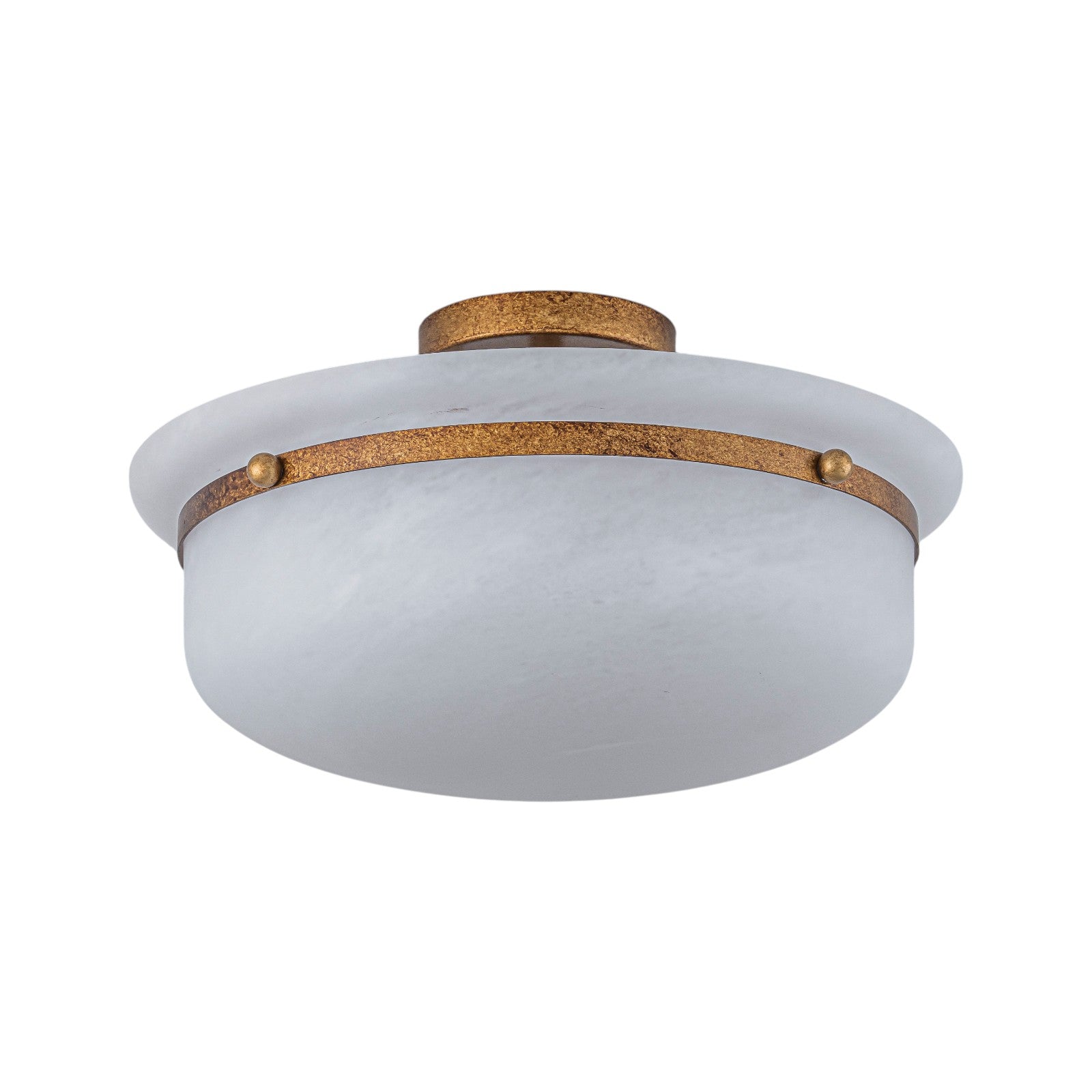 Glowlings 3-Light Farmhouse 15"Wide Aged Brass Glass Bowl Shaped Semi Flush Mount